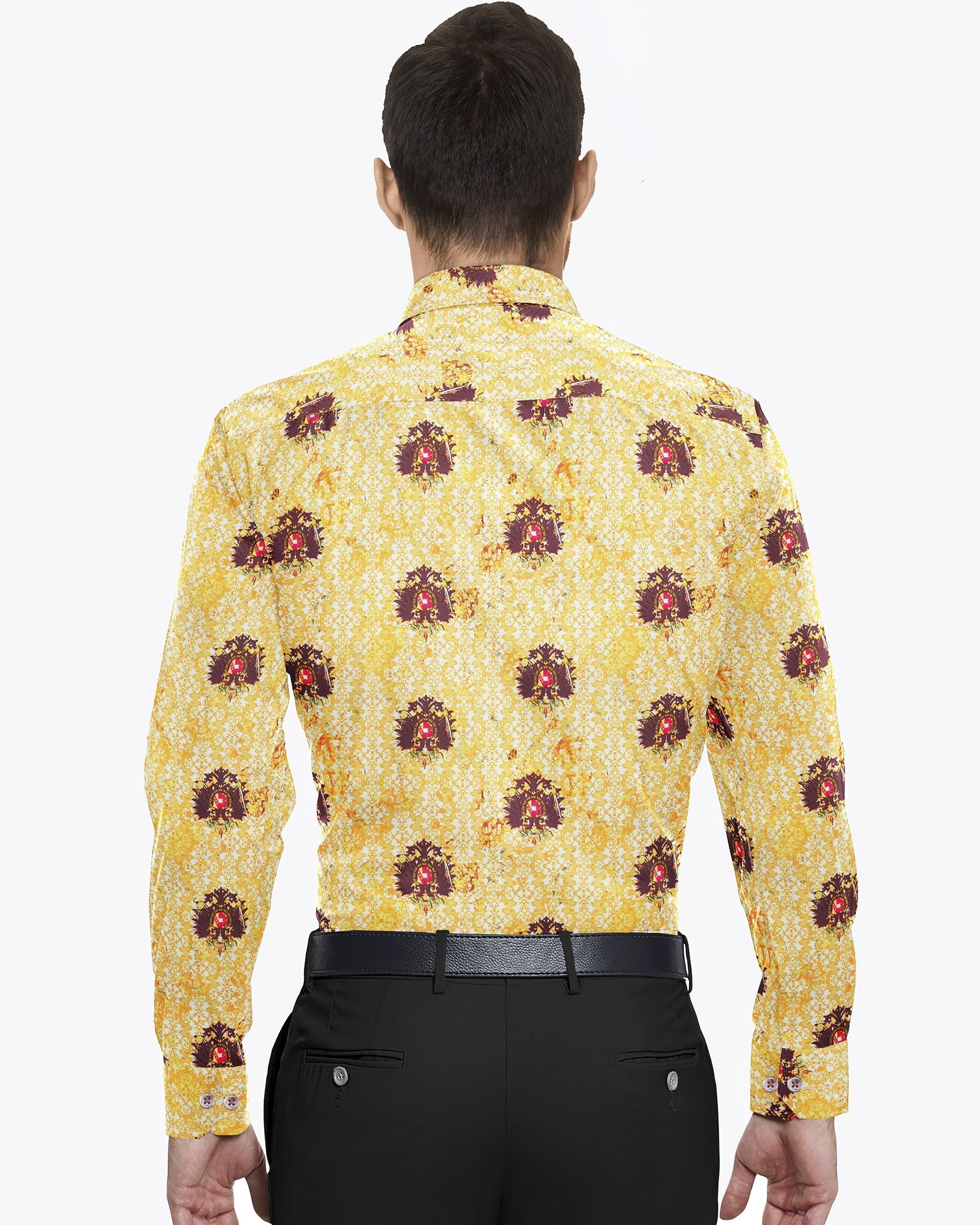 Sunshine Yellow Regal Throne Print Oxford Shirt