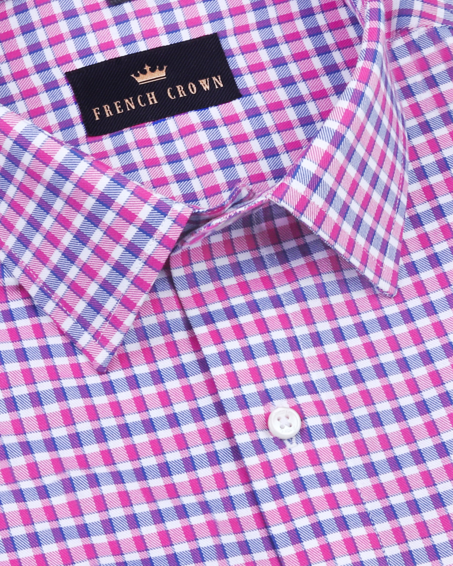 Fuchsia Pink with Blue Gingham Premium Cotton SHIRT