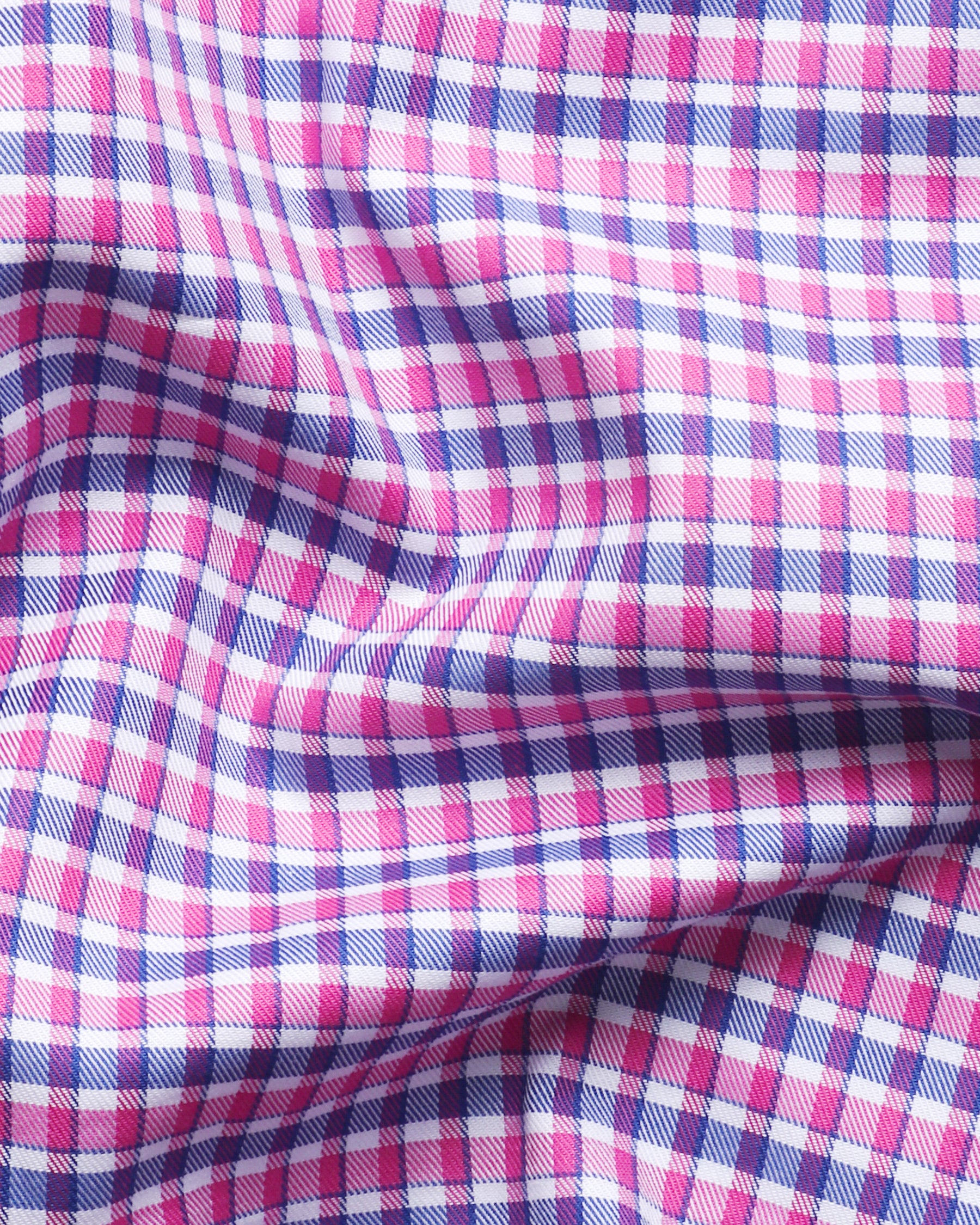 Fuchsia Pink with Blue Gingham Premium Cotton SHIRT