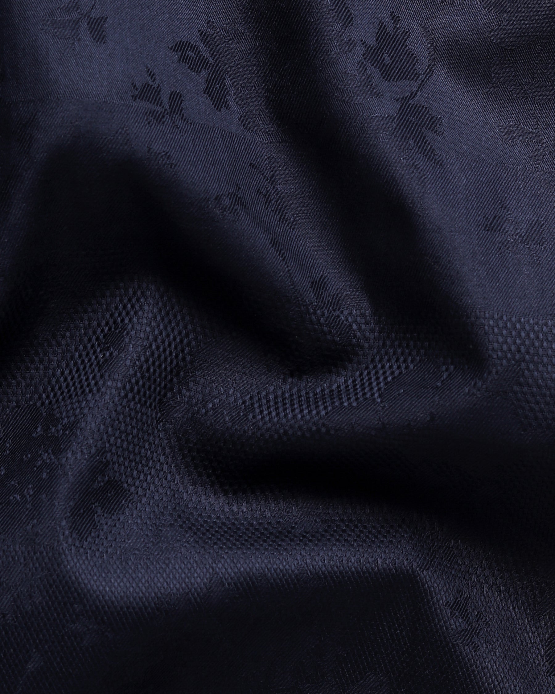 Navy Flower Jacquard Textured Silky Giza Cotton Evening SHIRT