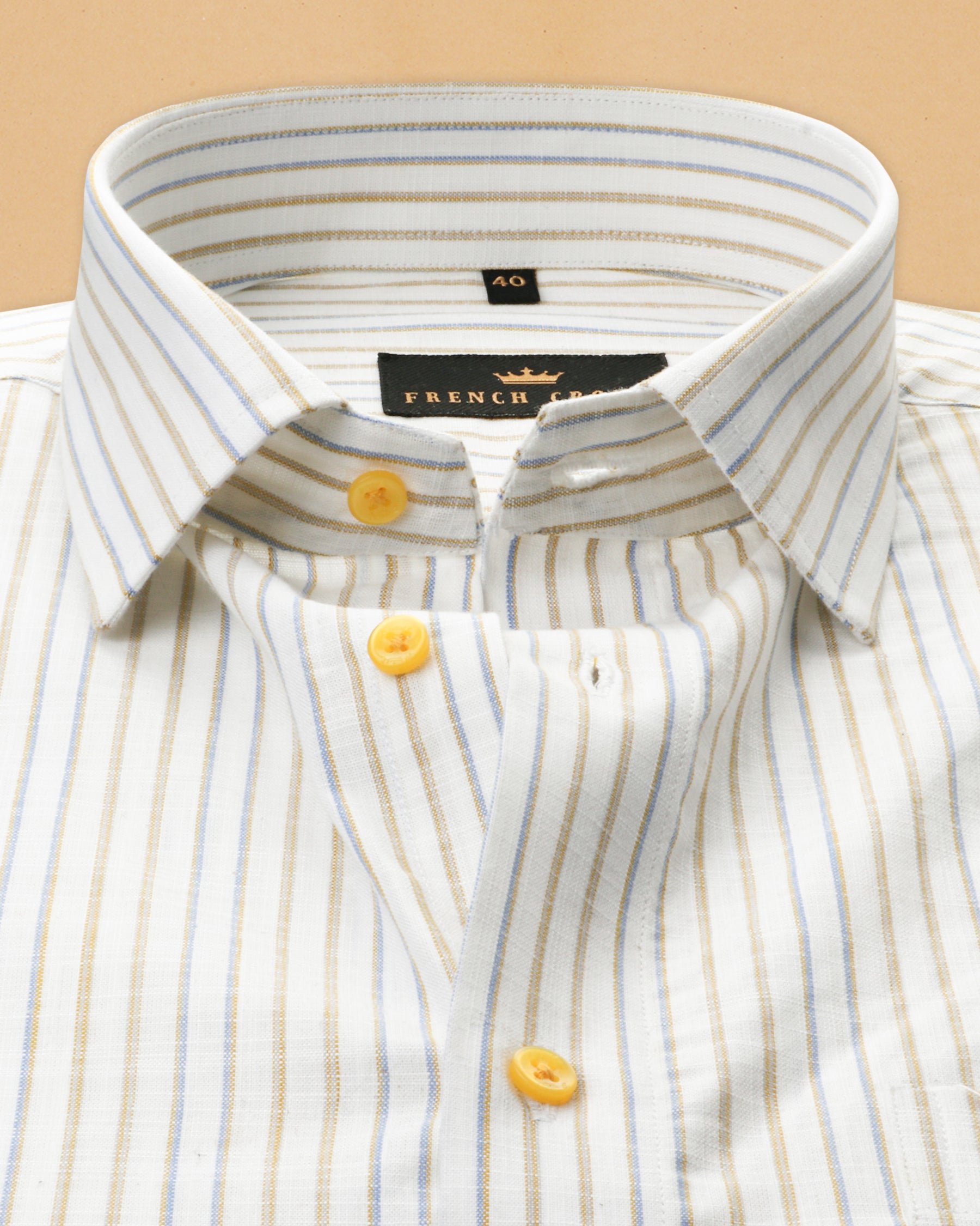 Bright White Striped Luxurious Linen Shirt