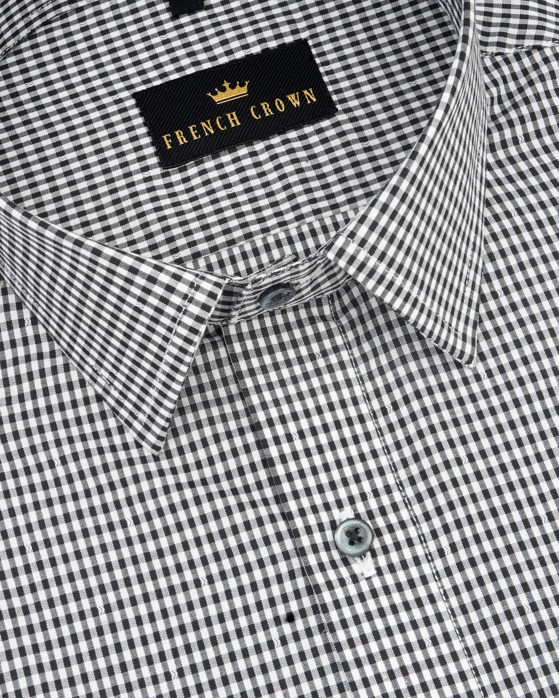 Black and White Micro Checked Premium Cotton Shirt