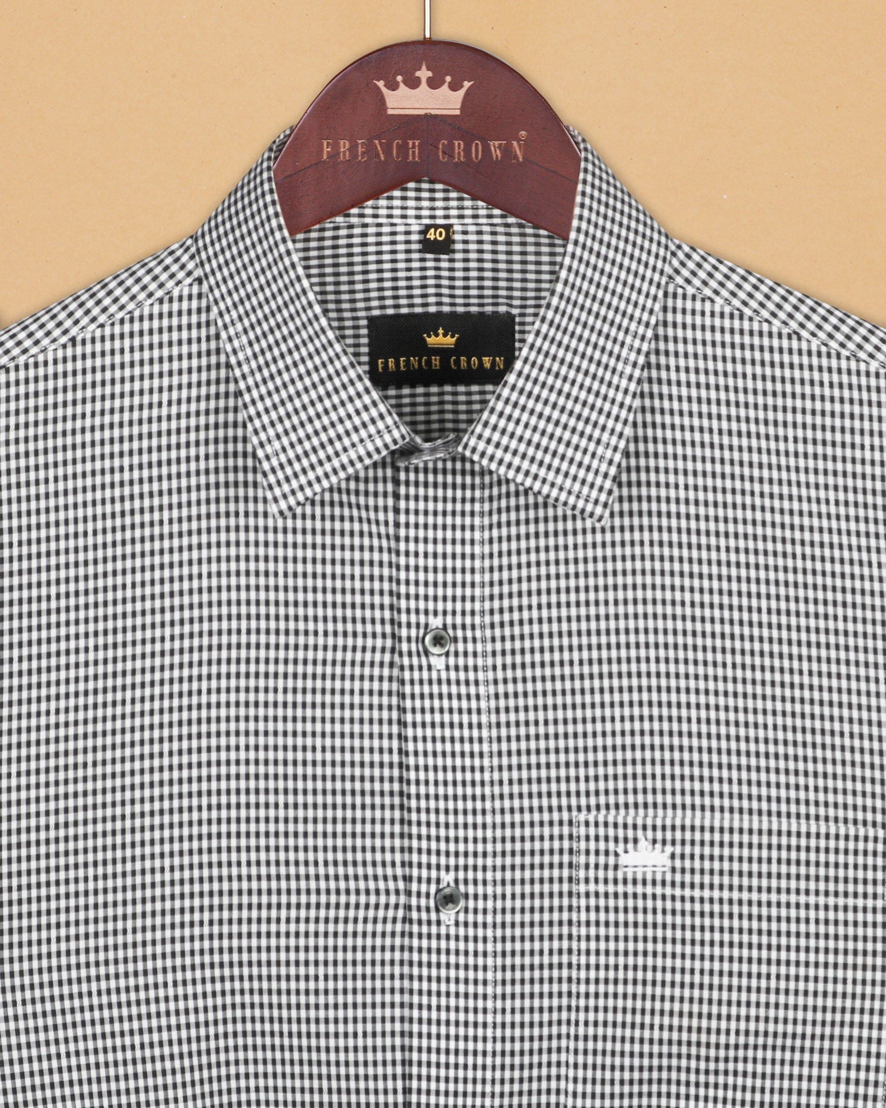 Black and White Micro Checked Premium Cotton Shirt