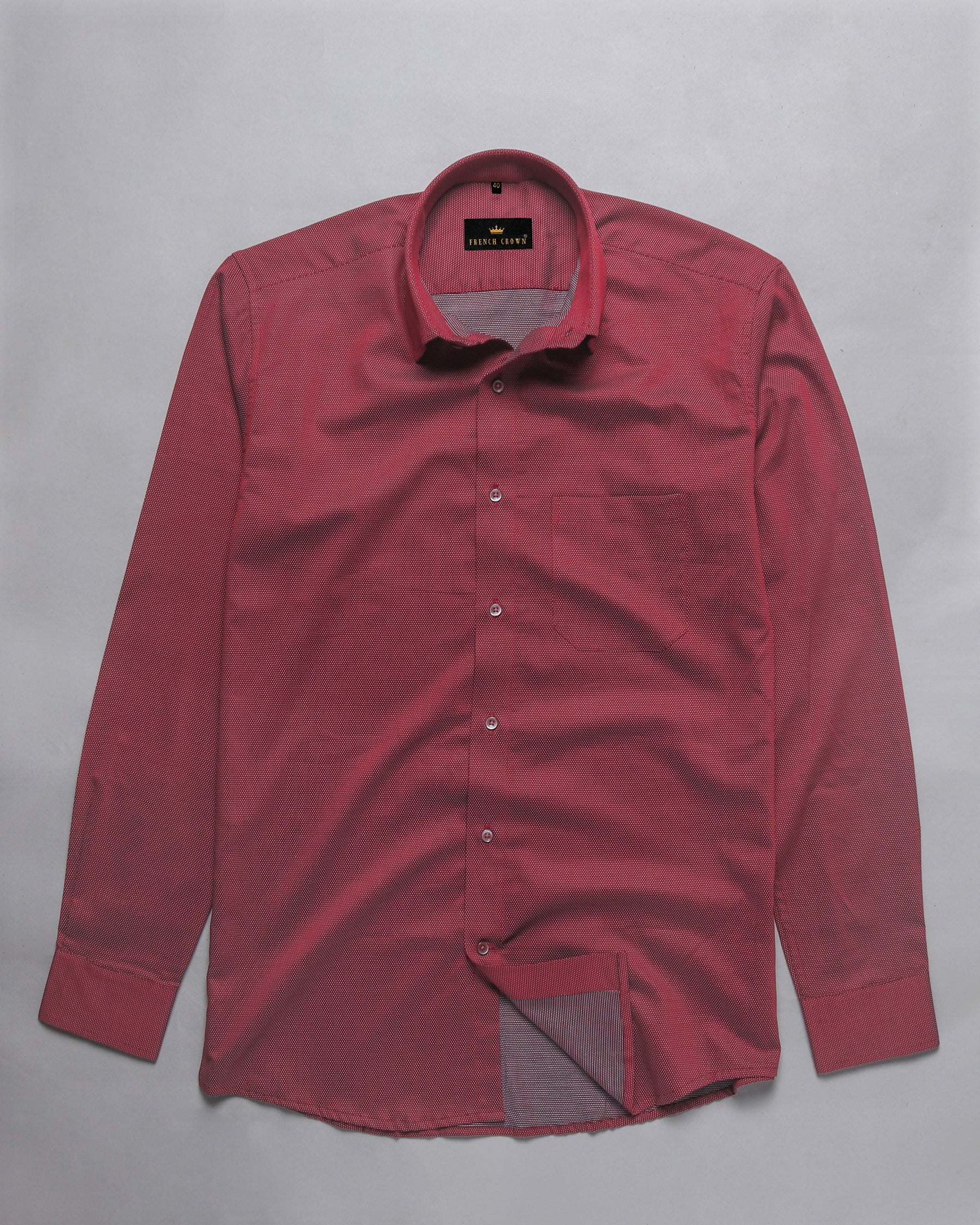 Ruby Red Diamond Dobby Giza Cotton shirt