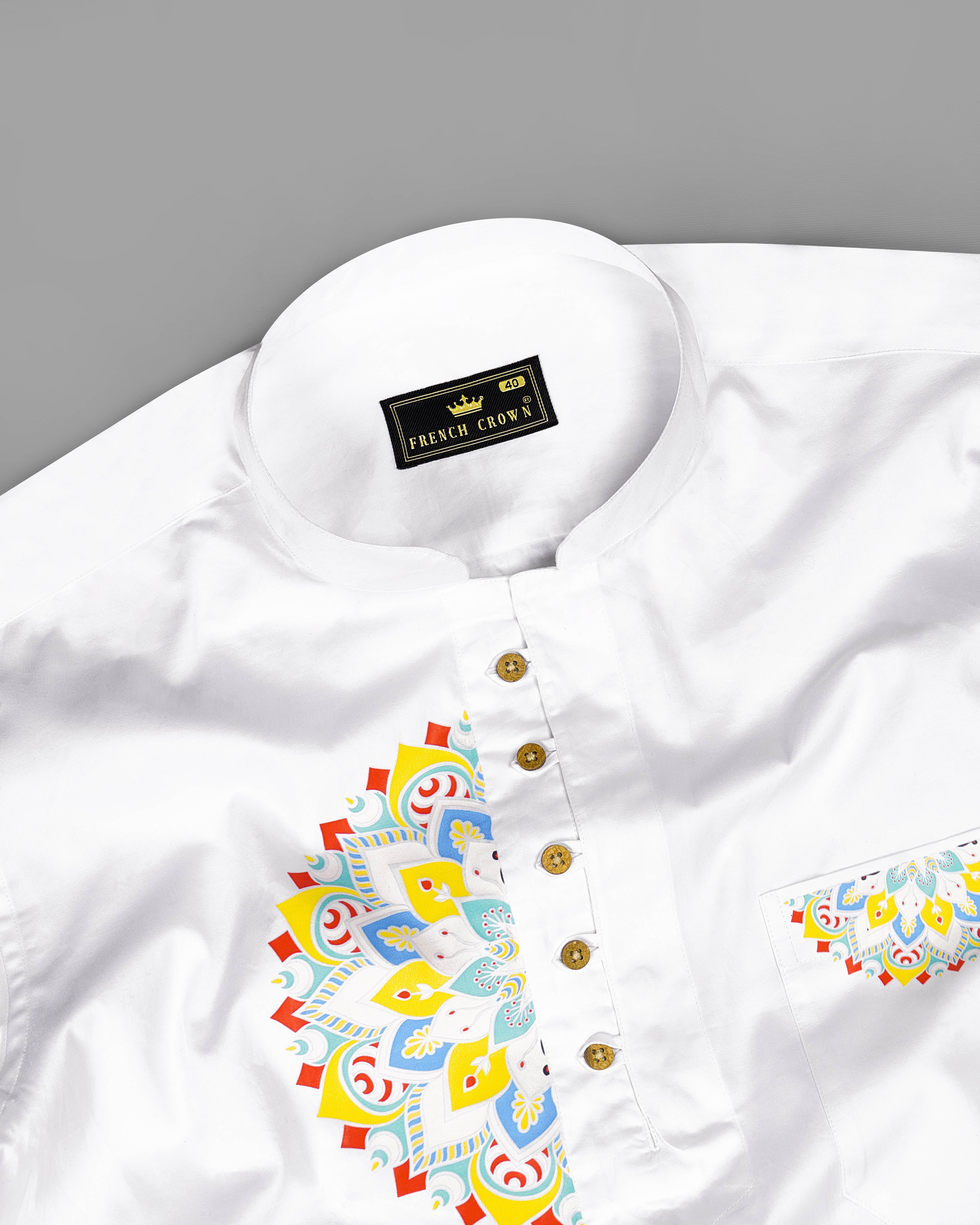 Bright White Subtle Sheen Indian Rangoli Hand Painted Super Soft Premium Cotton Kurta Shirt 2670-KS-ART-38,2670-KS-ART-H-38,2670-KS-ART-39,2670-KS-ART-H-39,2670-KS-ART-40,2670-KS-ART-H-40,2670-KS-ART-42,2670-KS-ART-H-42,2670-KS-ART-44,2670-KS-ART-H-44,2670-KS-ART-46,2670-KS-ART-H-46,2670-KS-ART-48,2670-KS-ART-H-48,2670-KS-ART-50,2670-KS-ART-H-50,2670-KS-ART-52,2670-KS-ART-H-52