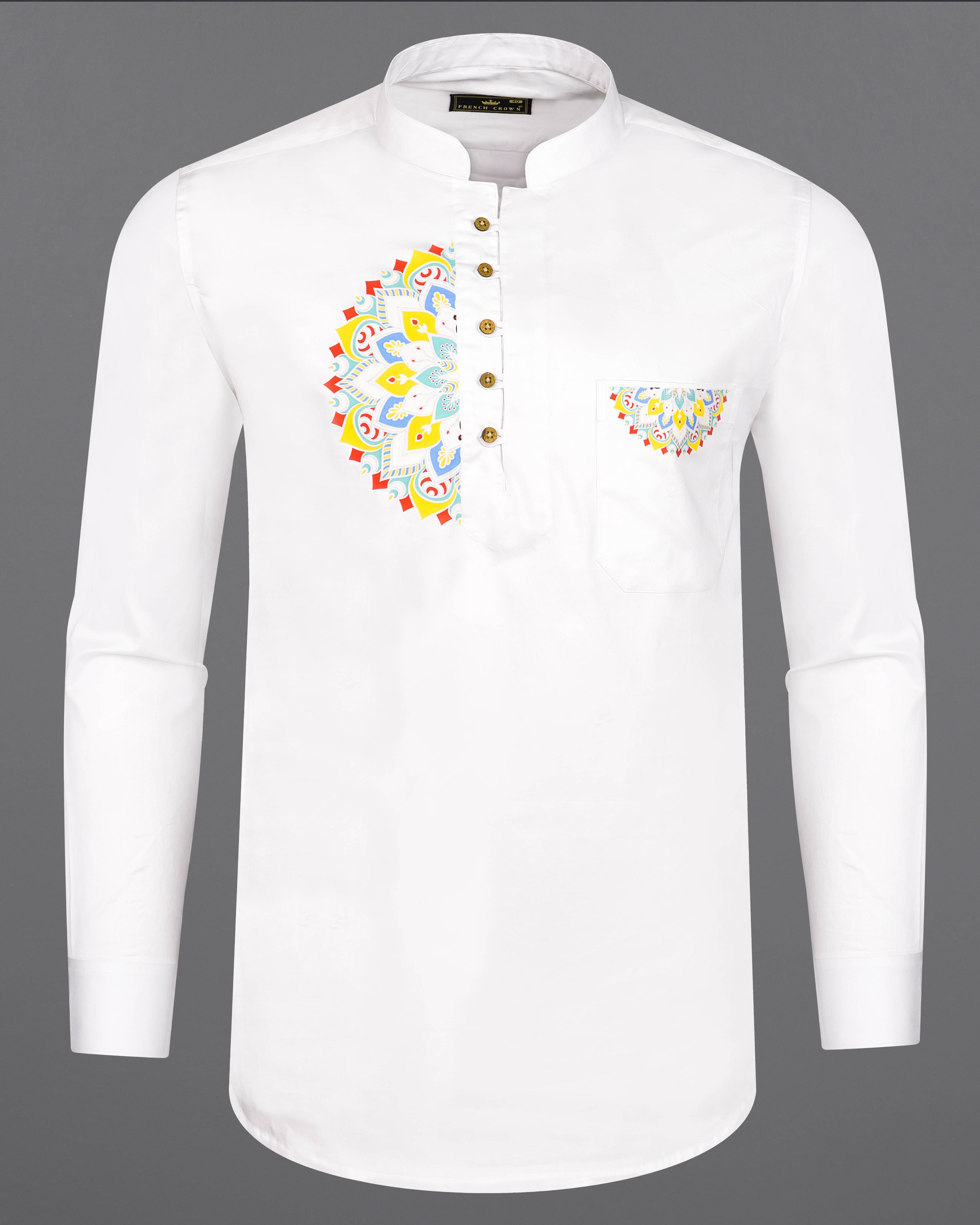Bright White Subtle Sheen Indian Rangoli Hand Painted Super Soft Premium Cotton Kurta Shirt 2670-KS-ART-38,2670-KS-ART-H-38,2670-KS-ART-39,2670-KS-ART-H-39,2670-KS-ART-40,2670-KS-ART-H-40,2670-KS-ART-42,2670-KS-ART-H-42,2670-KS-ART-44,2670-KS-ART-H-44,2670-KS-ART-46,2670-KS-ART-H-46,2670-KS-ART-48,2670-KS-ART-H-48,2670-KS-ART-50,2670-KS-ART-H-50,2670-KS-ART-52,2670-KS-ART-H-52