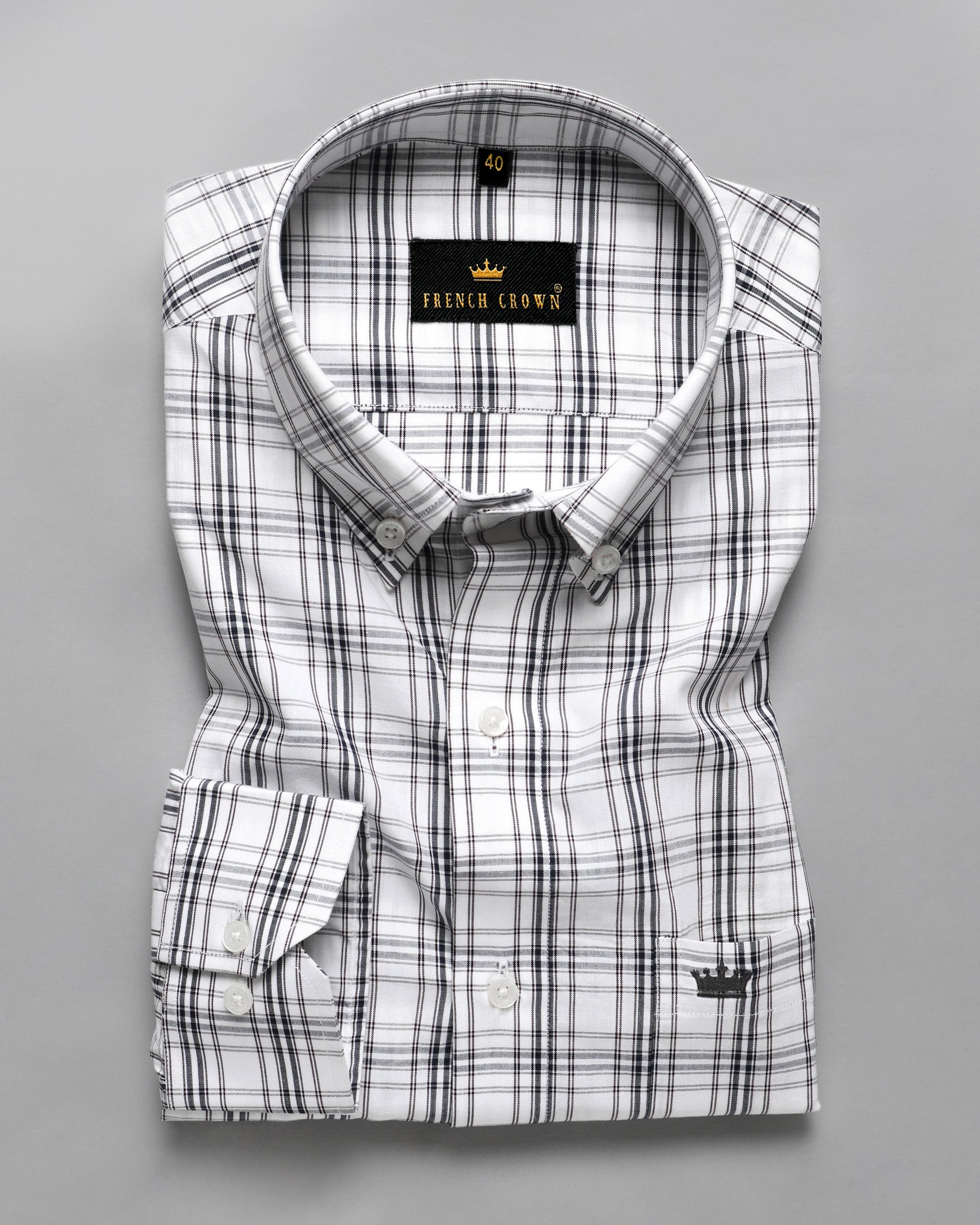 Bright White Plaid Premium Cotton Shirt
