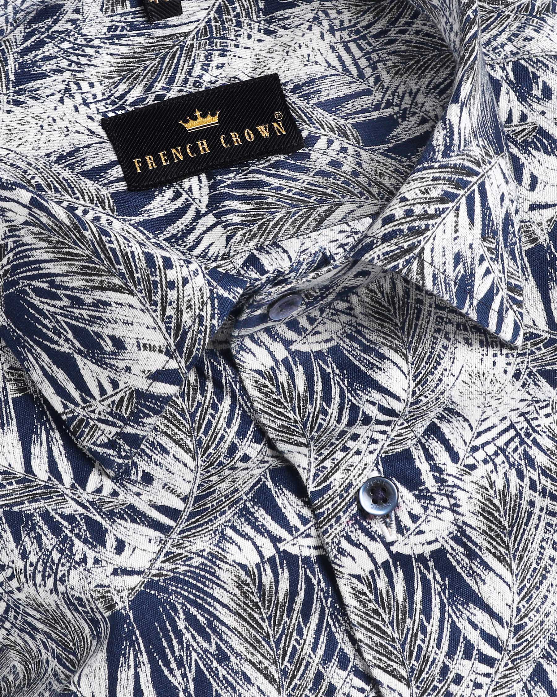 Navy with Leaves Print Premium Cotton Shirt 3010BLE-H-44, 3010BLE-38, 3010BLE-H-38, 3010BLE-40, 3010BLE-42, 3010BLE-H-50, 3010BLE-H-52, 3010BLE-39, 3010BLE-H-40, 3010BLE-H-39, 3010BLE-44, 3010BLE-46, 3010BLE-48, 3010BLE-H-48, 3010BLE-50, 3010BLE-52, 3010BLE-H-42, 3010BLE-H-46