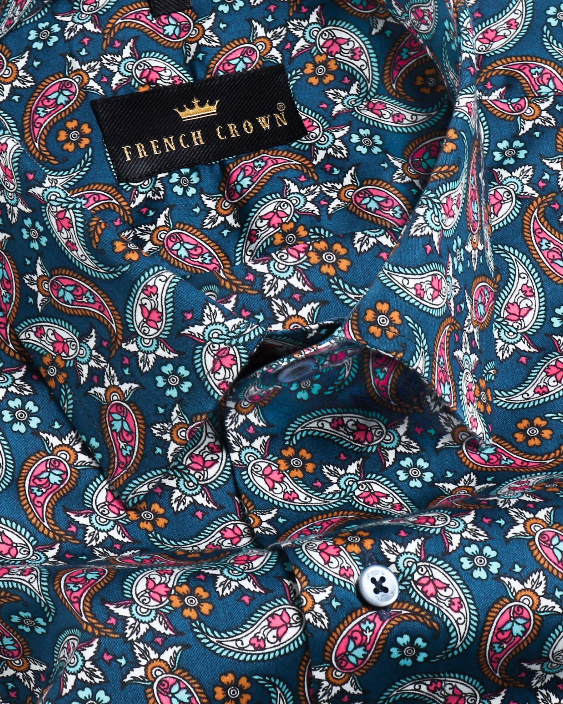 Peacock Blue Decorated Paisleys Printed Super Soft Giza Cotton SHIRT 3443BLE-H-46, 3443BLE-38, 3443BLE-H-44, 3443BLE-H-48, 3443BLE-39, 3443BLE-H-39, 3443BLE-H-42, 3443BLE-44, 3443BLE-48, 3443BLE-52, 3443BLE-H-52, 3443BLE-46, 3443BLE-40, 3443BLE-42, 3443BLE-H-40, 3443BLE-50, 3443BLE-H-38, 3443BLE-H-50