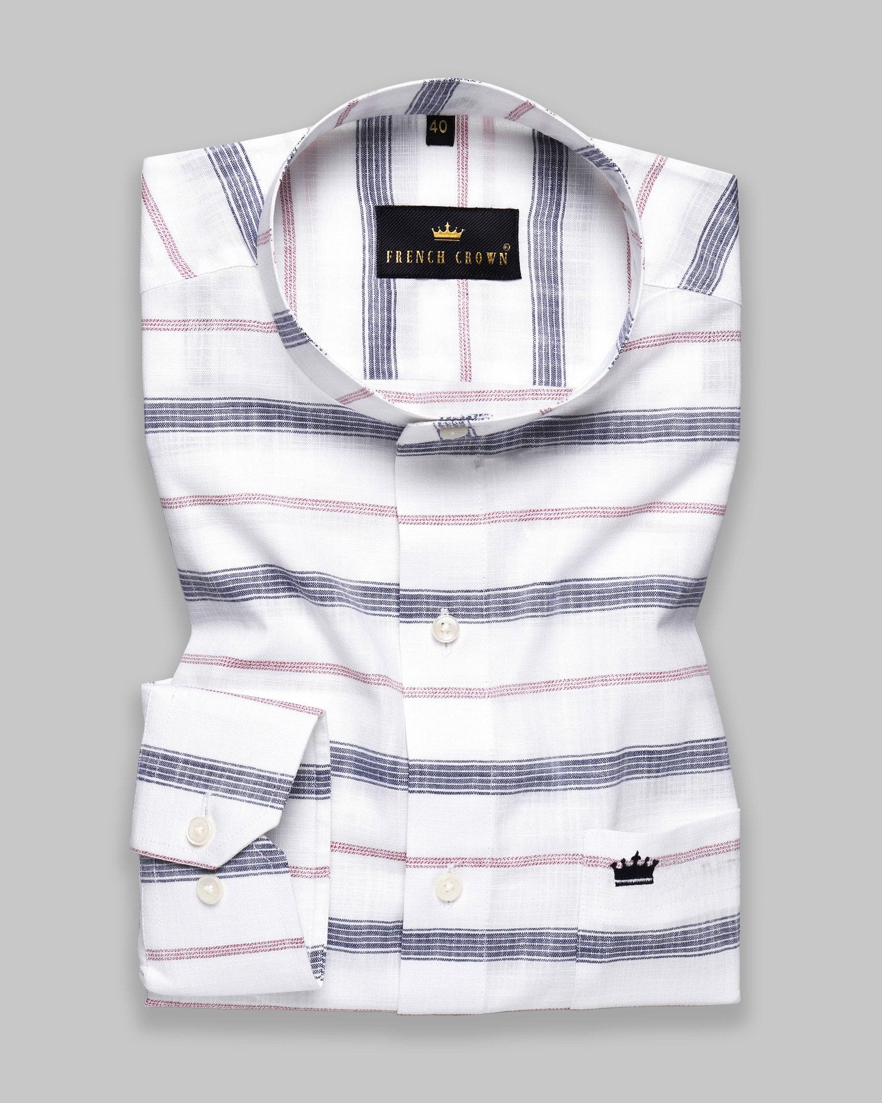 Bright White Striped Luxurious Linen Shirt