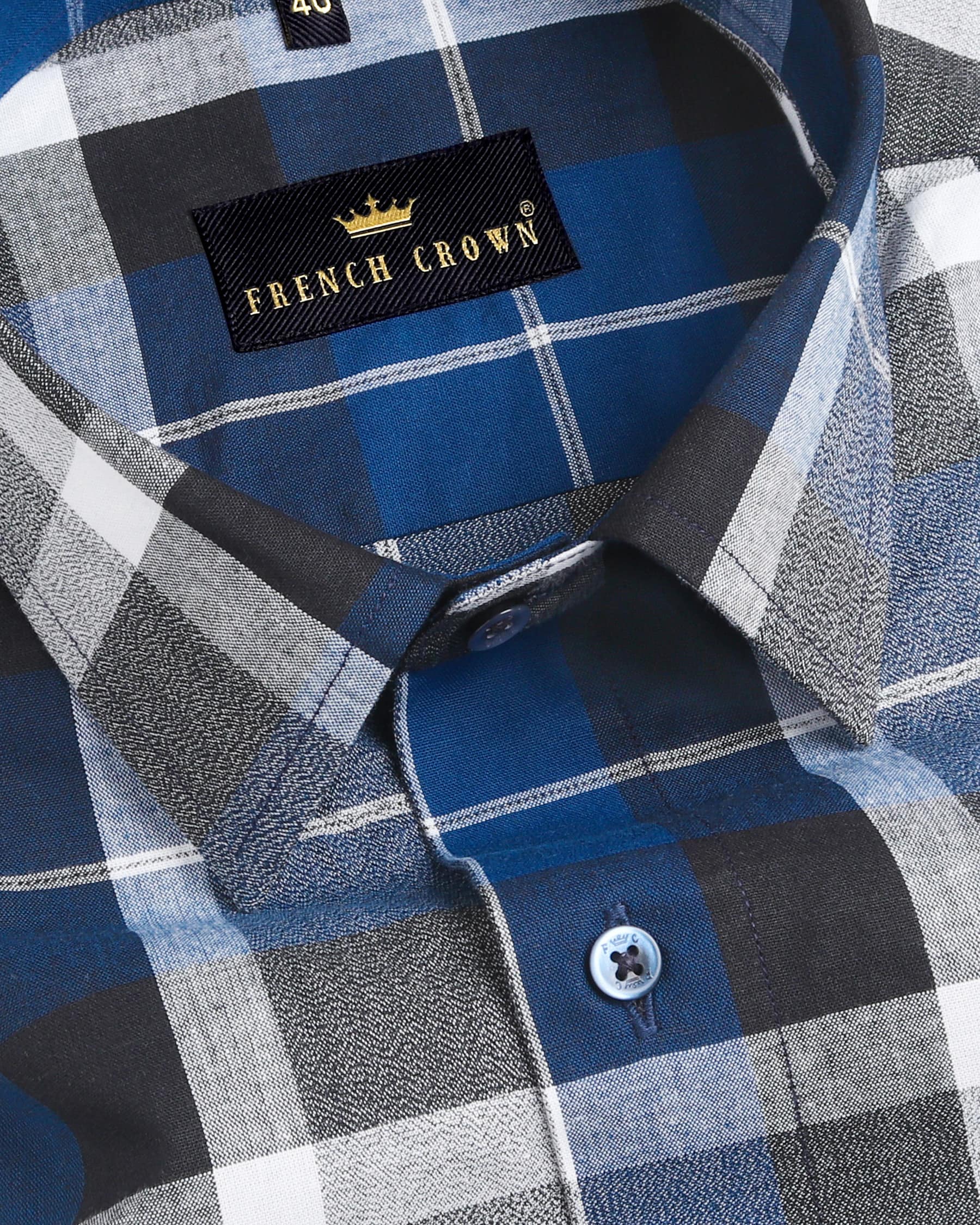 Blue with Black and white Plaid Premium Cotton Shirt 3505BLE-H-48, 3505BLE-H-39, 3505BLE-40, 3505BLE-H-46, 3505BLE-48, 3505BLE-H-44, 3505BLE-50, 3505BLE-H-50, 3505BLE-52, 3505BLE-H-52, 3505BLE-42, 3505BLE-44, 3505BLE-38, 3505BLE-H-38, 3505BLE-39, 3505BLE-H-40, 3505BLE-H-42, 3505BLE-46