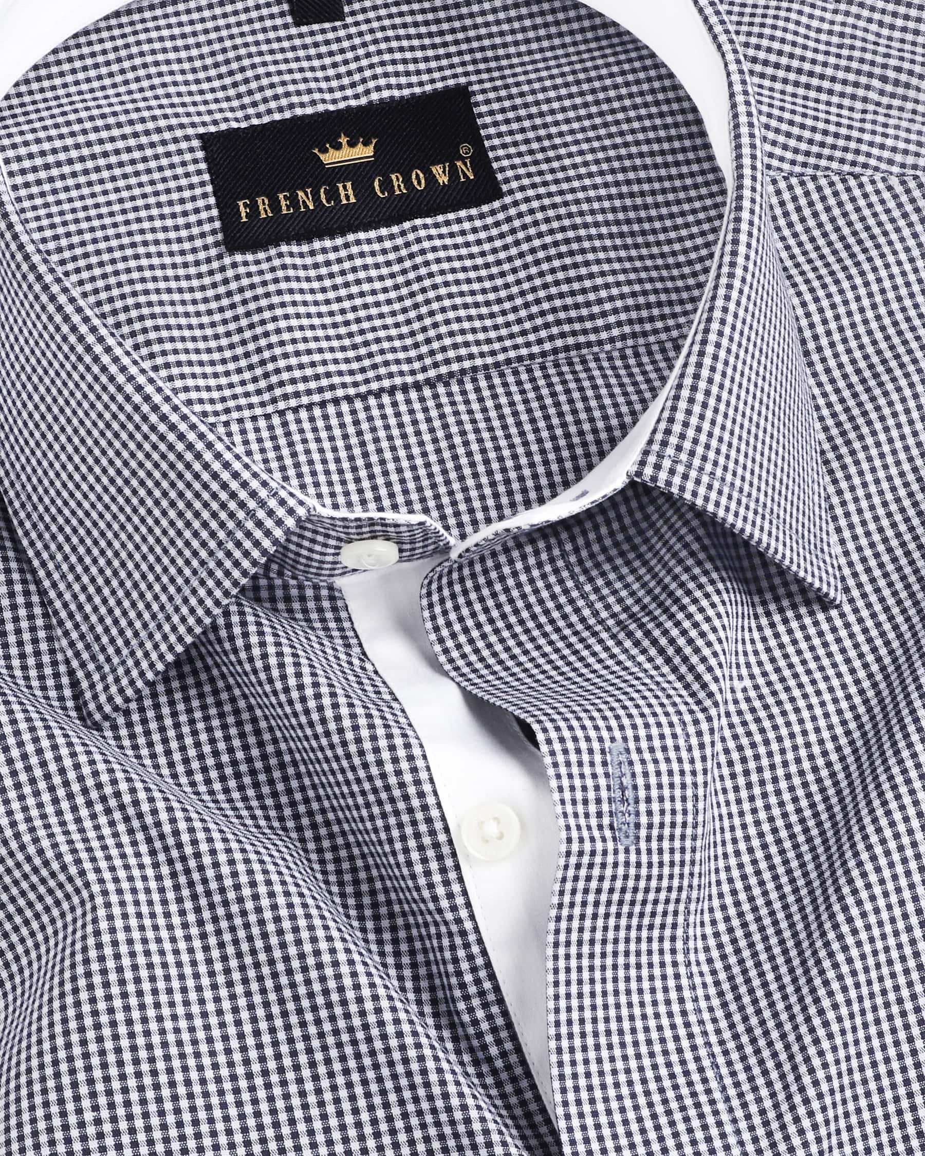 Black and white Micro checked Premium Cotton Shirt