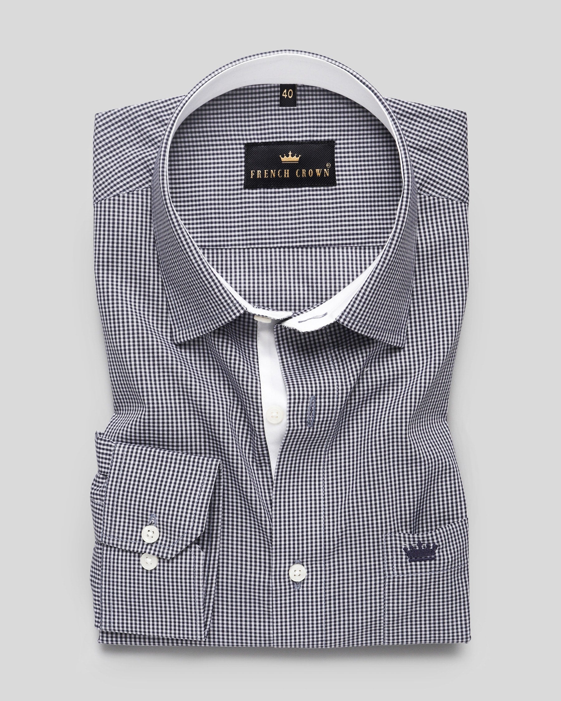 Black and white Micro checked Premium Cotton Shirt