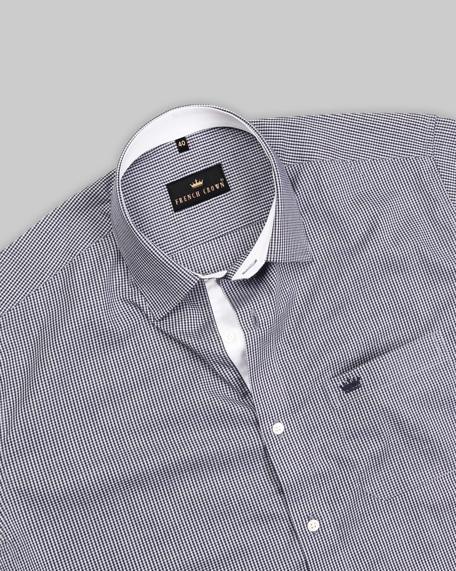 Black and white Micro checked Premium Cotton Shirt