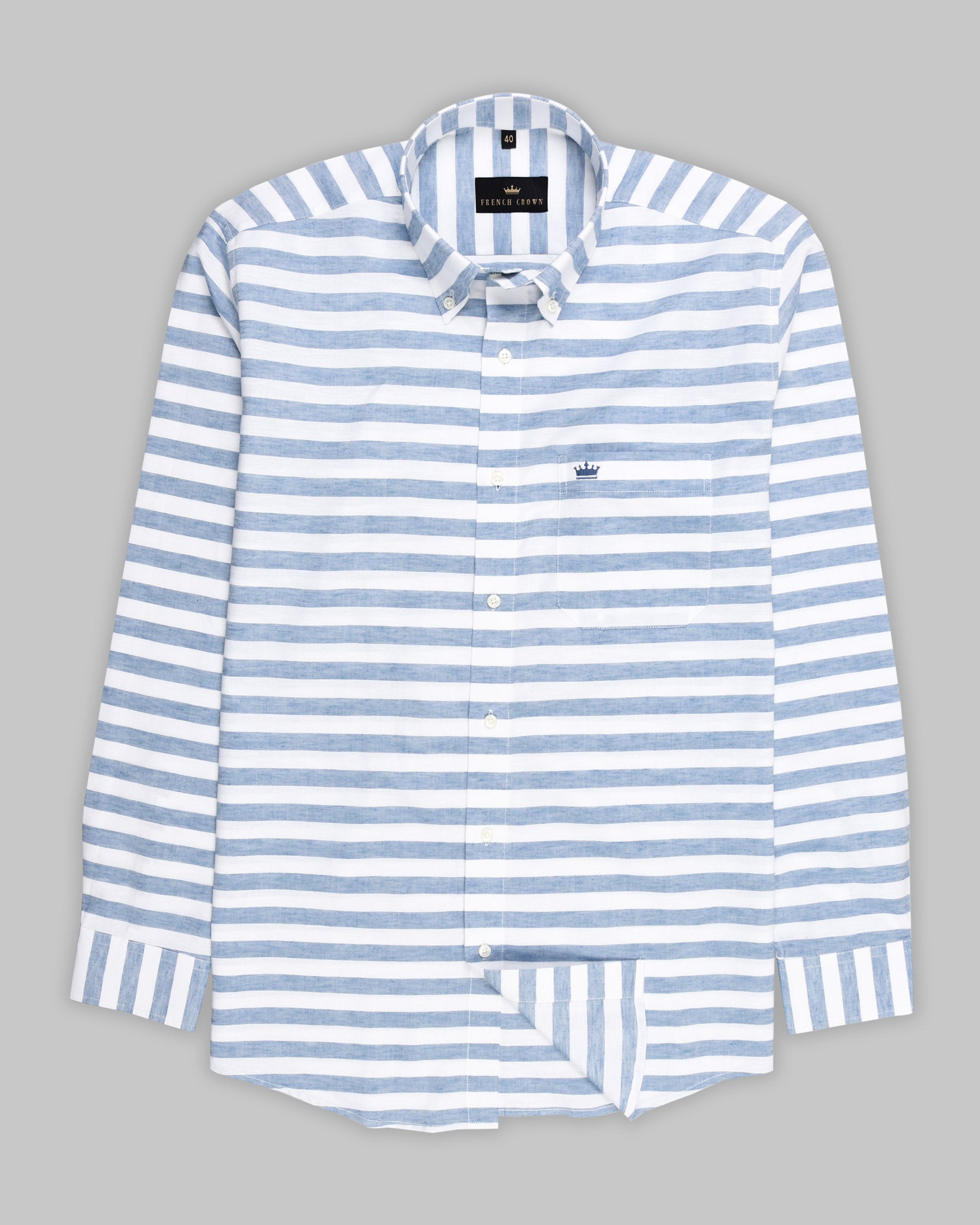 Sky Horizontal Striped Oxford Shirt