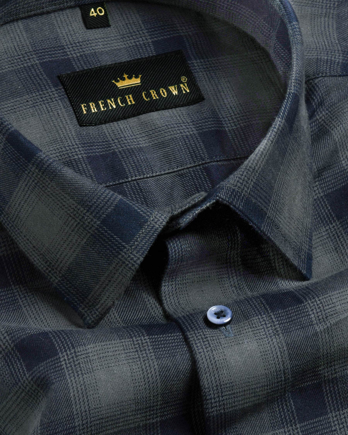 Navy with Grey Plaid Flannel Premium Giza Cotton Shirt
