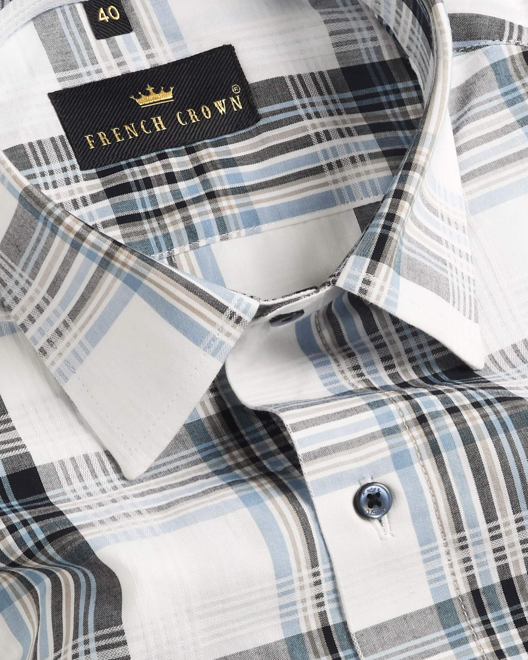 White with Tonal Grey Plaid Premium Cotton Shirt 4153-BLE-38, 4153-BLE-H-38, 4153-BLE-40, 4153-BLE-H-42, 4153-BLE-H-44, 4153-BLE-46, 4153-BLE-H-46, 4153-BLE-48, 4153-BLE-H-48, 4153-BLE-50, 4153-BLE-39, 4153-BLE-H-39, 4153-BLE-H-40, 4153-BLE-44, 4153-BLE-42, 4153-BLE-H-50, 4153-BLE-52, 4153-BLE-H-52