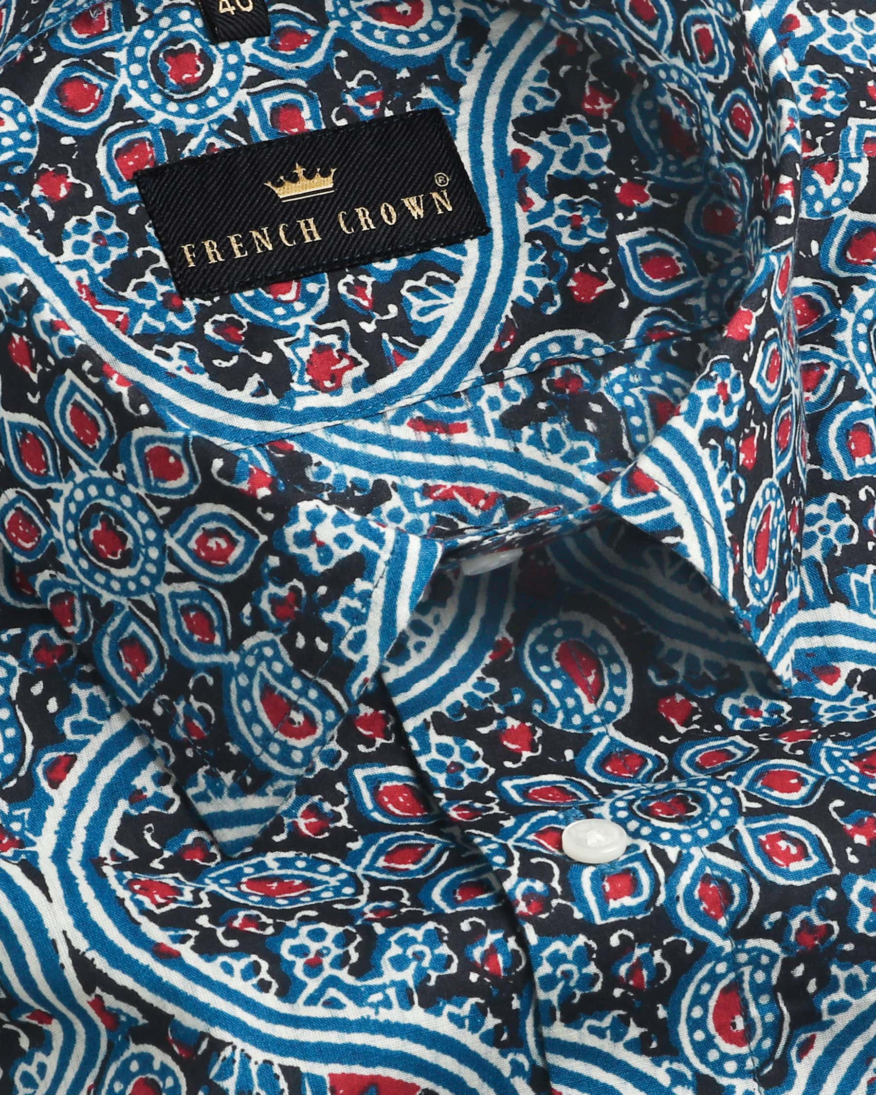 Bahama Blue Paisleys Printed Lightweight Premium Cotton Shirt 4168-38, 4168-H-38, 4168-H-39, 4168-40, 4168-42, 4168-H-44, 4168-48, 4168-H-48, 4168-H-50, 4168-H-52, 4168-50, 4168-52, 4168-H-40, 4168-39, 4168-H-42, 4168-44, 4168-46, 4168-H-46