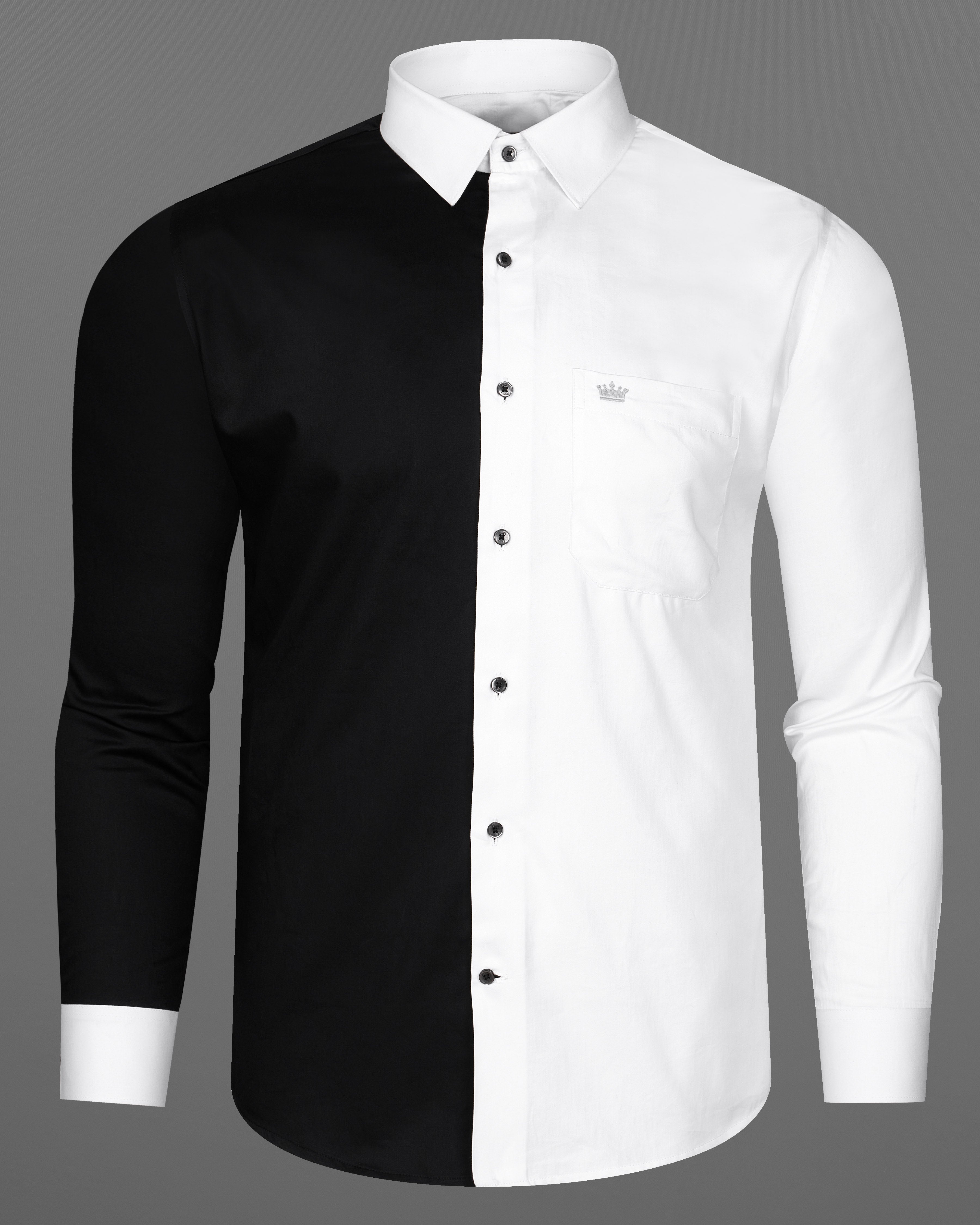 Half white and Half Black Subtle Sheen Premium Cotton Shirt 4265-BLK-P28-38, 4265-BLK-P28-H-38, 4265-BLK-P28-39, 4265-BLK-P28-H-39, 4265-BLK-P28-40, 4265-BLK-P28-H-40, 4265-BLK-P28-42, 4265-BLK-P28-H-42, 4265-BLK-P28-44, 4265-BLK-P28-H-44, 4265-BLK-P28-46, 4265-BLK-P28-H-46, 4265-BLK-P28-48, 4265-BLK-P28-H-48, 4265-BLK-P28-50, 4265-BLK-P28-H-50, 4265-BLK-P28-52, 4265-BLK-P28-H-52
