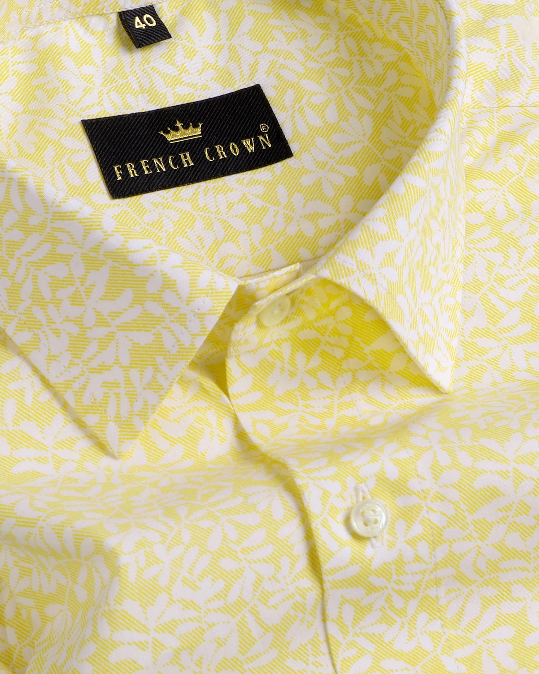 Chenin Yellow Leaves Printed Premium Cotton Shirt 4305-42, 4305-38, 4305-H-38, 4305-39, 4305-H-39, 4305-40, 4305-H-50, 4305-H-42, 4305-44, 4305-H-44, 4305-46, 4305-H-46, 4305-48, 4305-H-48, 4305-50, 4305-H-40, 4305-52, 4305-H-52