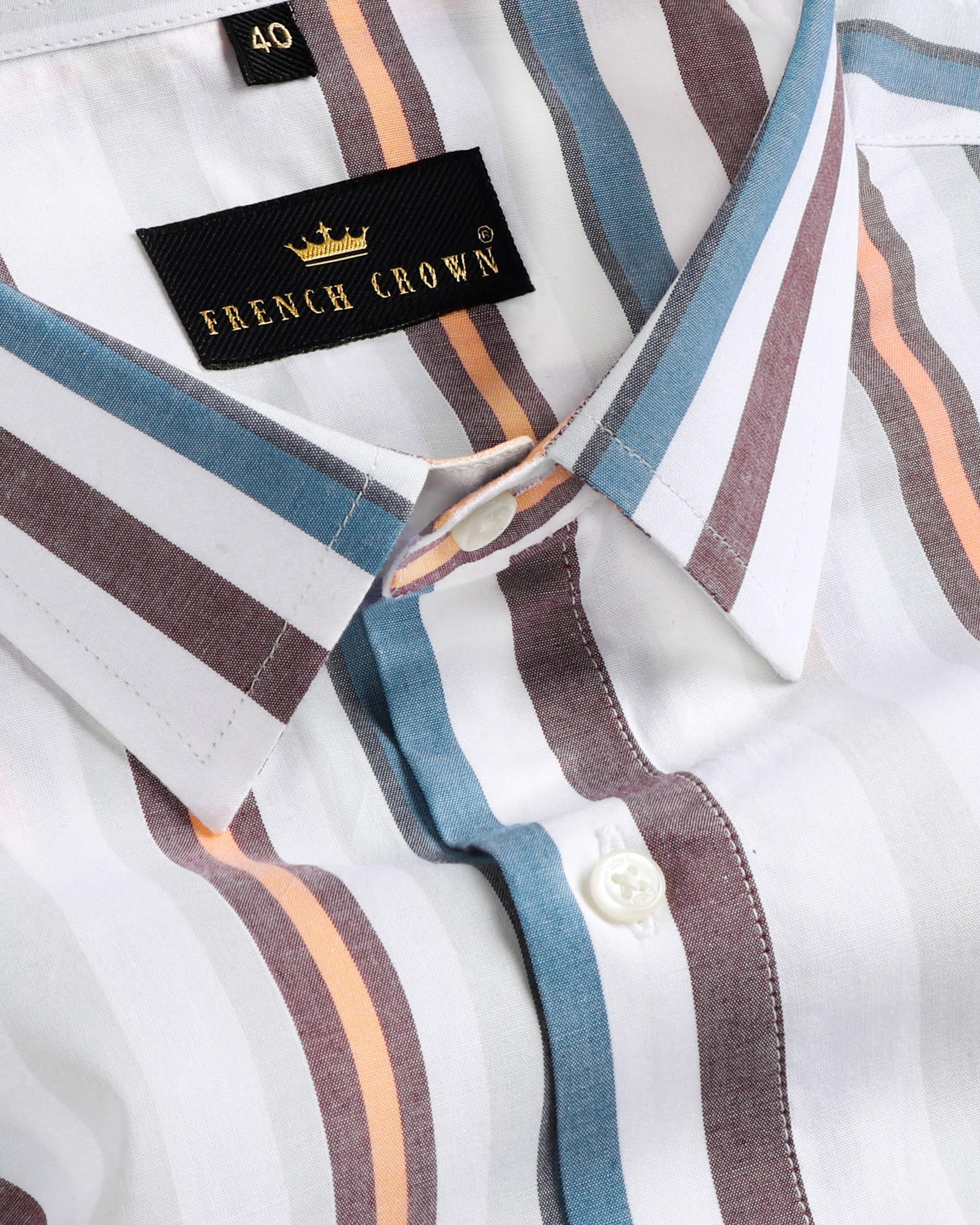 White with Colorful Retro Striped Premium Cotton Shirt 4308-H-42, 4308-44, 4308-48, 4308-46, 4308-52, 4308-H-46, 4308-H-38, 4308-40, 4308-H-40, 4308-H-48, 4308-50, 4308-H-52, 4308-38, 4308-39, 4308-H-39, 4308-H-50, 4308-42, 4308-H-44