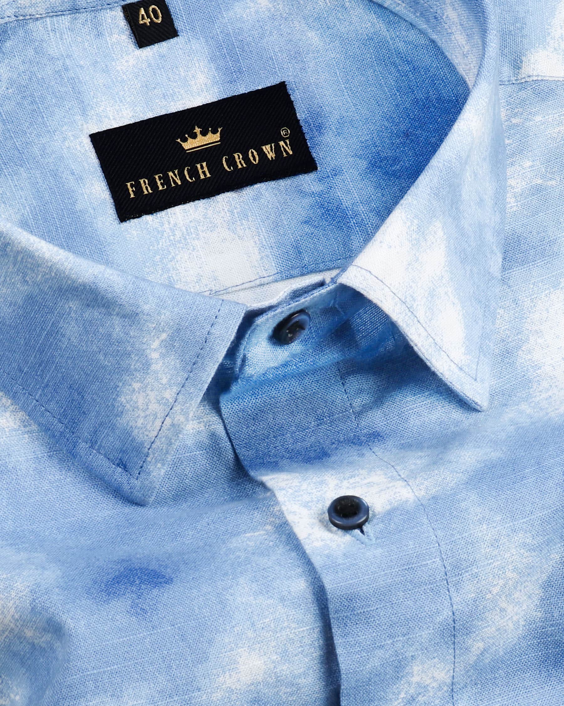 Tory Blue Tie Die Cloud Patterned Luxurious Linen Shirt 4337-BLE-H-42, 4337-BLE-44, 4337-BLE-H-44, 4337-BLE-38, 4337-BLE-H-38, 4337-BLE-39, 4337-BLE-H-39, 4337-BLE-40, 4337-BLE-H-40, 4337-BLE-42, 4337-BLE-46, 4337-BLE-H-46, 4337-BLE-48, 4337-BLE-H-48, 4337-BLE-50, 4337-BLE-H-50, 4337-BLE-52, 4337-BLE-H-52