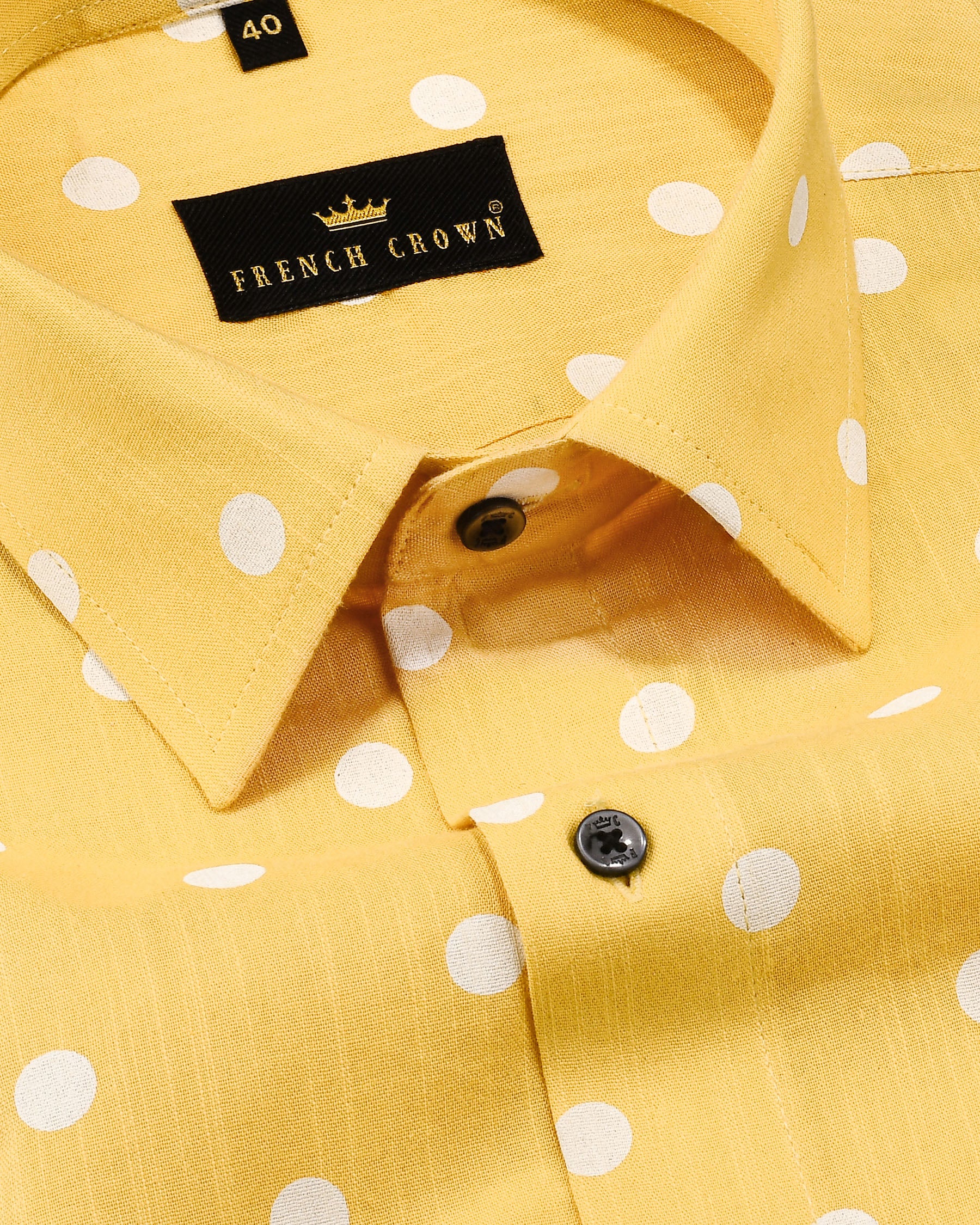 Rob Roy Yellow Polka Dotted Tencel Beach Shirt 4355-BLK-H-40, 4355-BLK-38, 4355-BLK-H-38, 4355-BLK-39, 4355-BLK-H-39, 4355-BLK-40, 4355-BLK-42, 4355-BLK-44, 4355-BLK-H-44, 4355-BLK-46, 4355-BLK-H-46, 4355-BLK-48, 4355-BLK-H-48, 4355-BLK-50, 4355-BLK-52, 4355-BLK-H-52, 4355-BLK-H-42, 4355-BLK-H-50