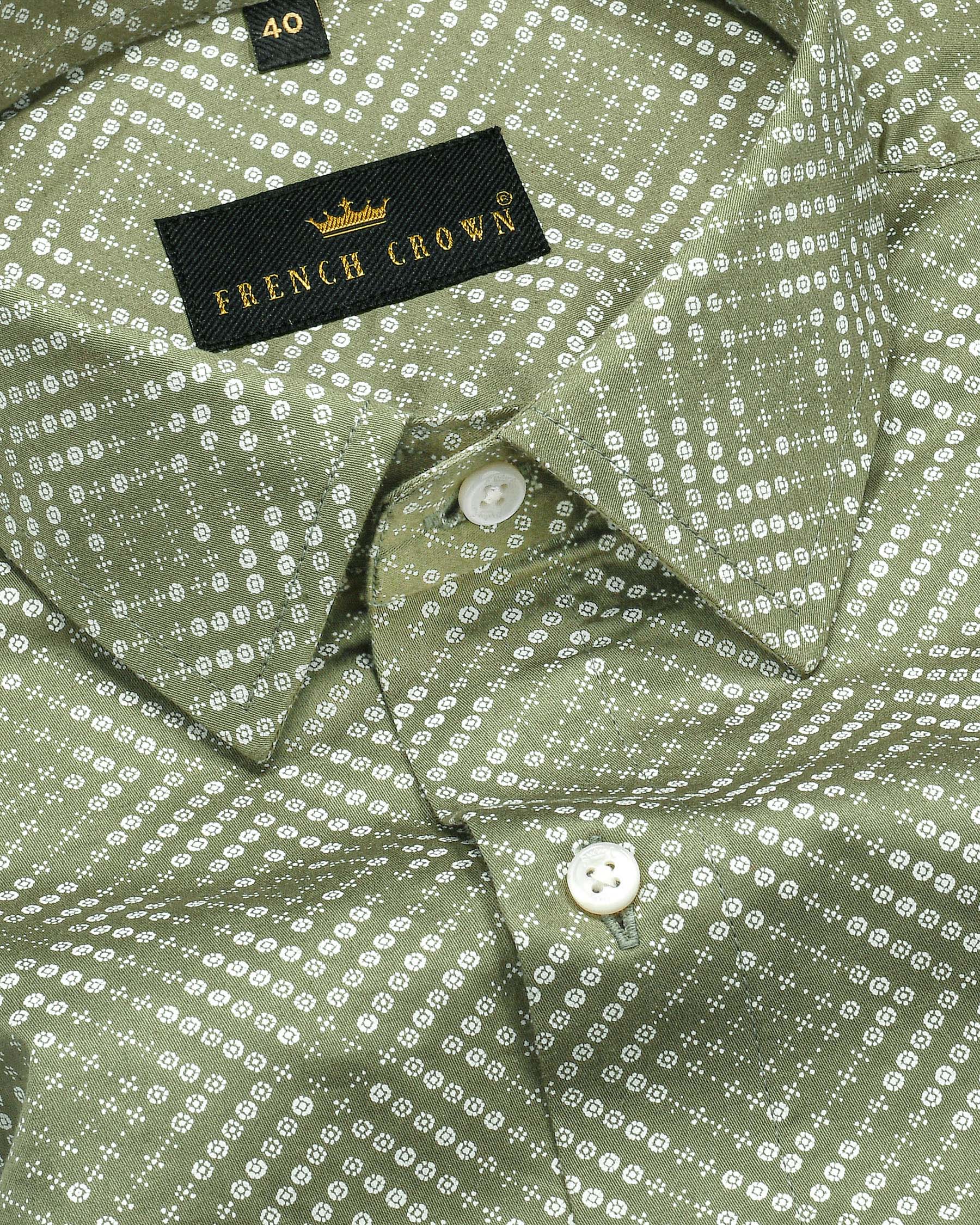 Sage Green Printed Premium Cotton Shirt 4369-38, 4369-H-40, 4369-42, 4369-H-46, 4369-50, 4369-H-50, 4369-H-52, 4369-52, 4369-H-38, 4369-39, 4369-H-39, 4369-40, 4369-46, 4369-H-42, 4369-44, 4369-H-44, 4369-48, 4369-H-48