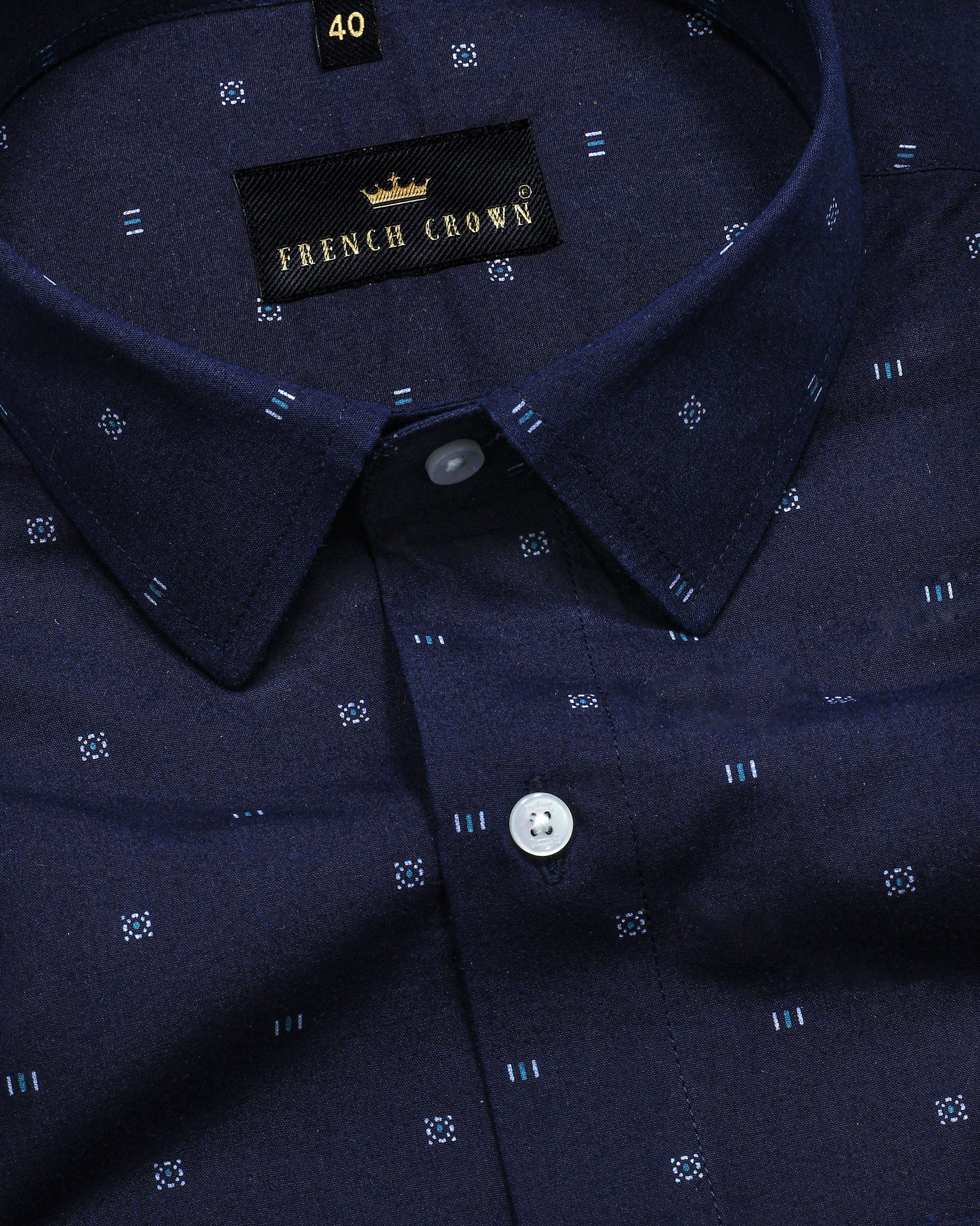 Navy Printed Premium Cotton Shirt 4392-38, 4392-H-38, 4392-39, 4392-H-39, 4392-40, 4392-44, 4392-H-44, 4392-46, 4392-H-48, 4392-50, 4392-H-50, 4392-H-52, 4392-H-46, 4392-48, 4392-52, 4392-H-40, 4392-42, 4392-H-42