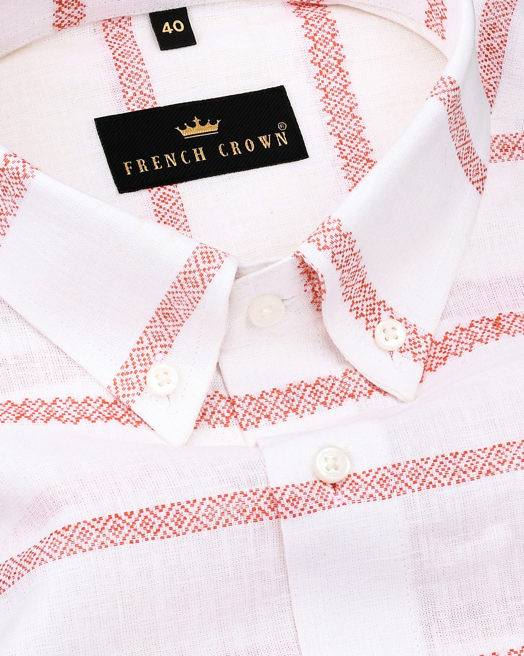 Off white with Orange Striped Button-Down Luxurious Linen Shirt 4428-BD-52, 4428-BD-38, 4428-BD-39, 4428-BD-H-40, 4428-BD-42, 4428-BD-50, 4428-BD-H-46, 4428-BD-H-50, 4428-BD-H-38, 4428-BD-H-39, 4428-BD-40, 4428-BD-H-44, 4428-BD-46, 4428-BD-H-48, 4428-BD-H-42, 4428-BD-44, 4428-BD-48, 4428-BD-H-52