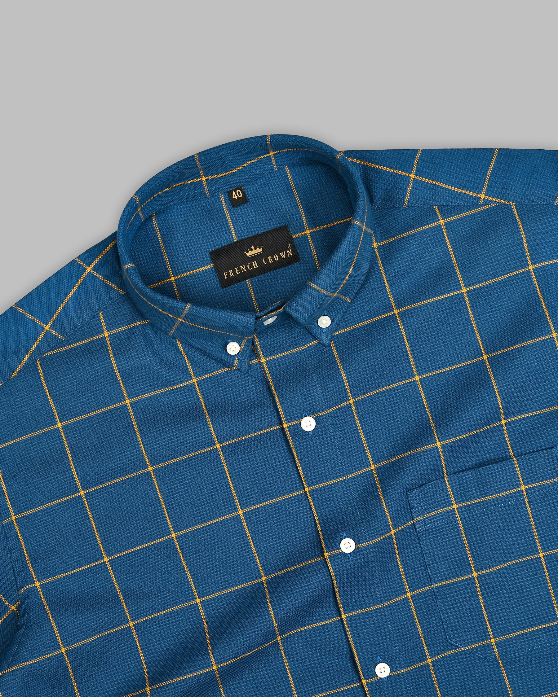 Venice Blue Windowpane Dobby Premium Giza Cotton Shirt