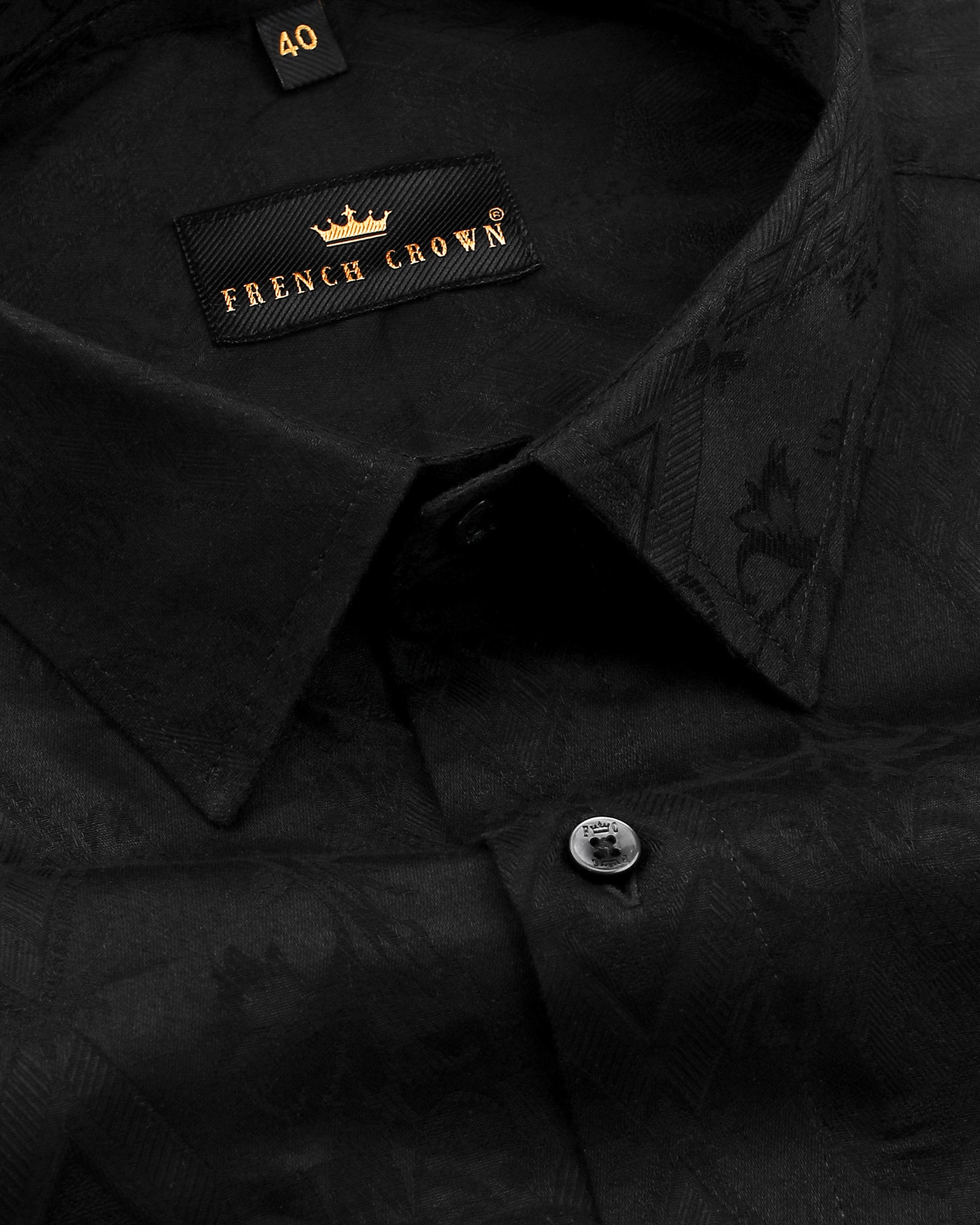 Jade Black Jacquard Textured Premium Giza Cotton Shirt