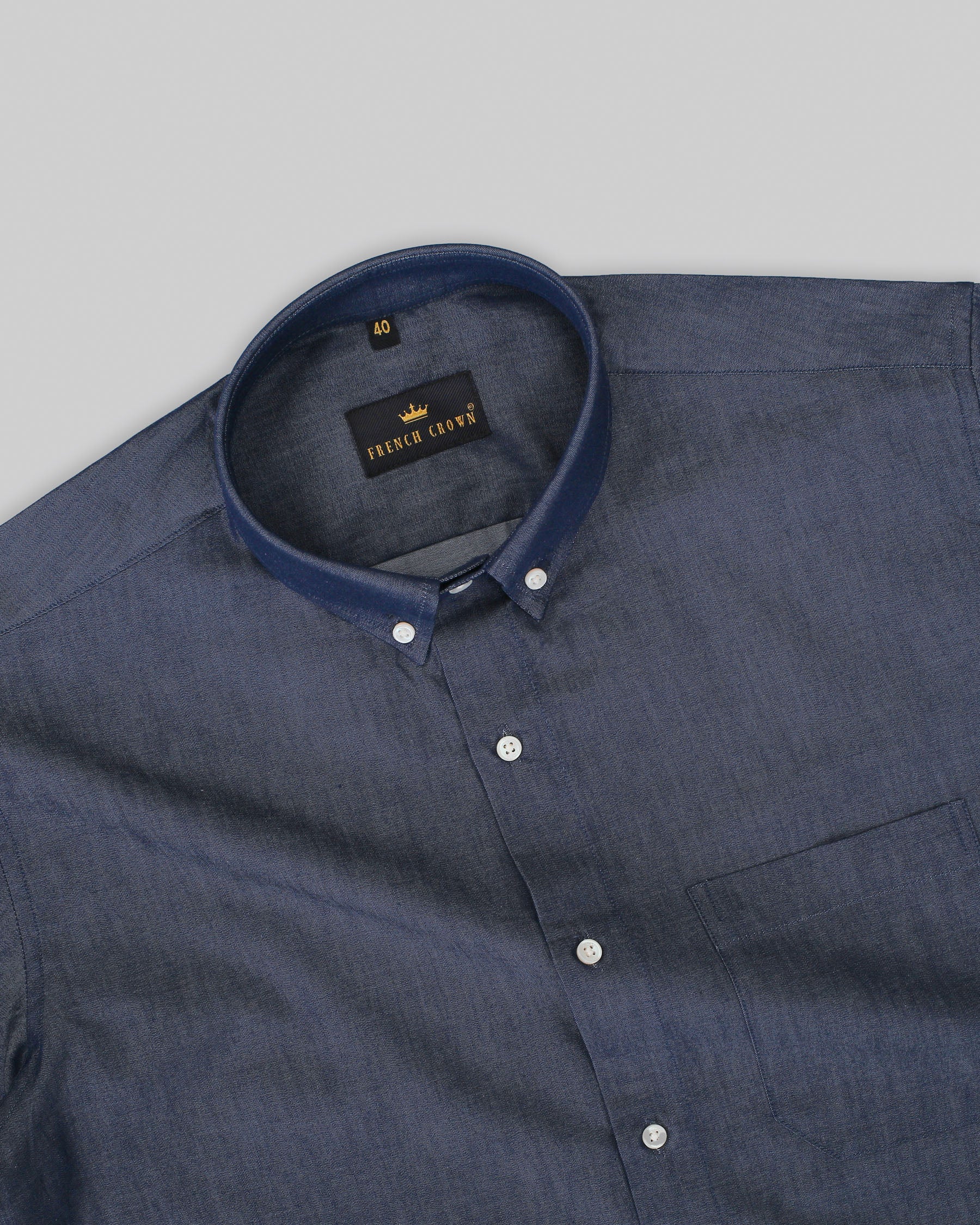 Nile Blue Chambray Premium Cotton Denim Shirt