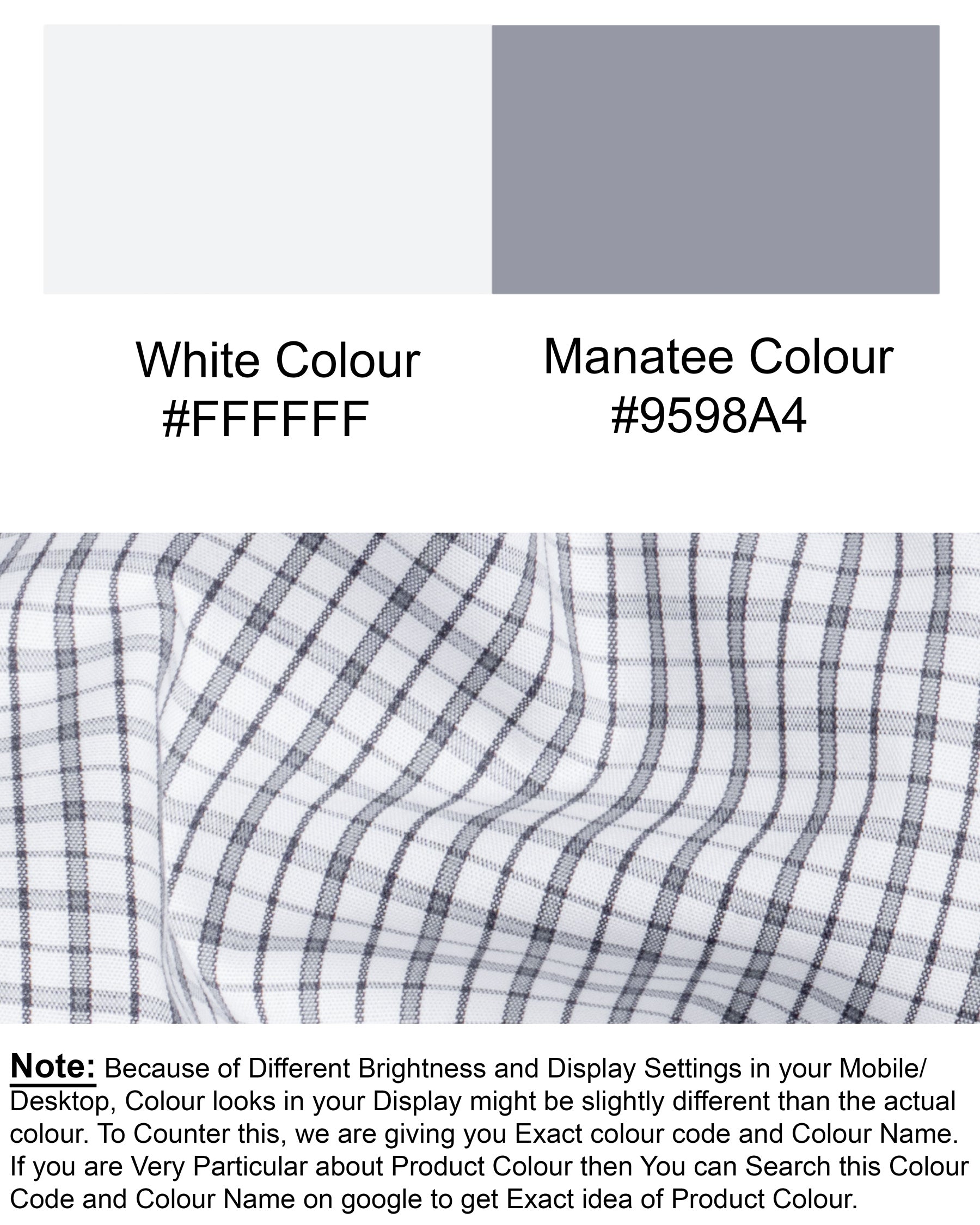 Manatee Gray & White Plaid Premium Cotton Shirt