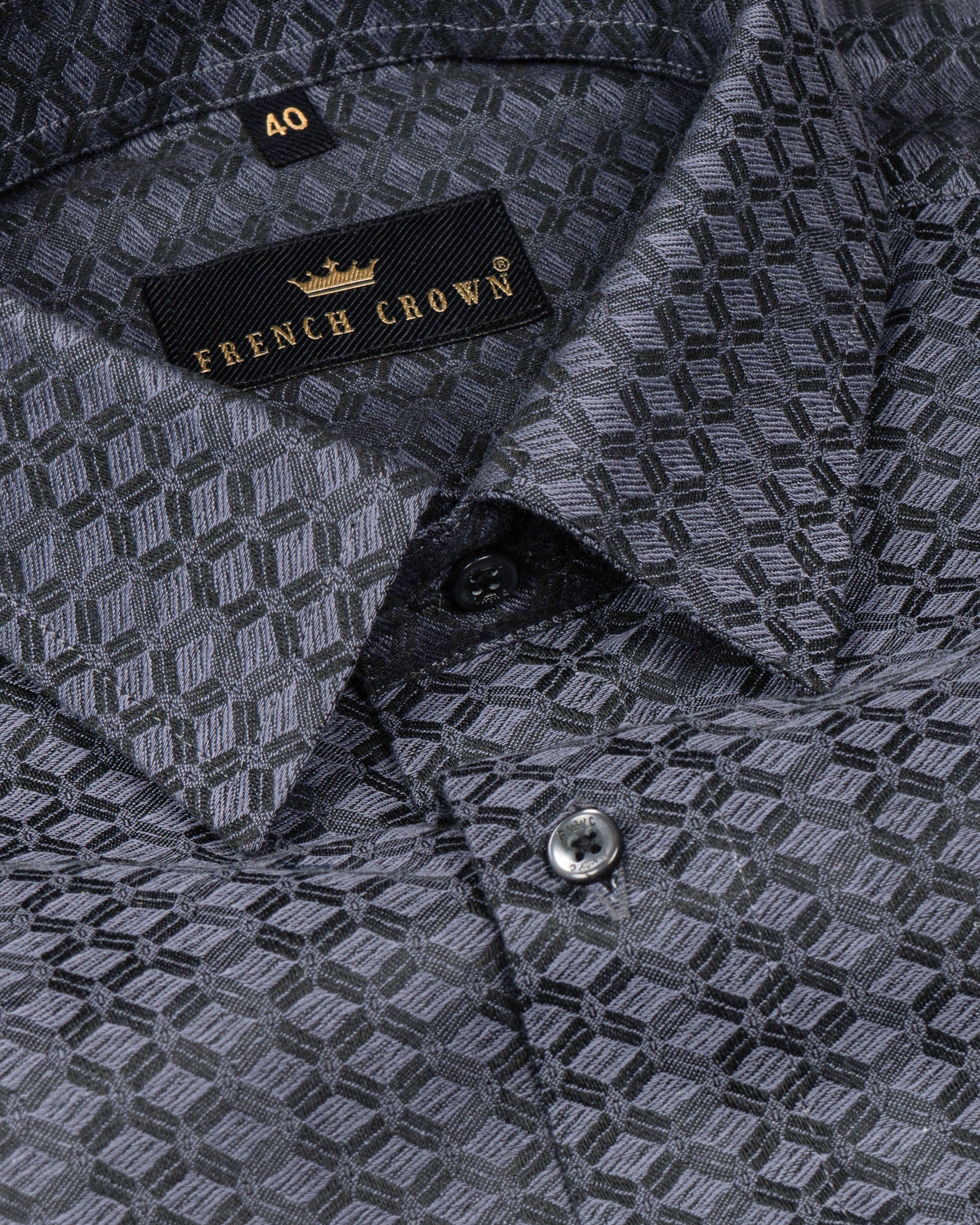 Slate Grey with Black Geometric Patterned Premium Cotton Shirt 4604-BLK-38, 4604-BLK-H-38, 4604-BLK-39, 4604-BLK-H-39, 4604-BLK-40, 4604-BLK-H-40, 4604-BLK-42, 4604-BLK-H-42, 4604-BLK-44, 4604-BLK-H-44, 4604-BLK-46, 4604-BLK-H-46, 4604-BLK-48, 4604-BLK-H-48, 4604-BLK-50, 4604-BLK-H-50, 4604-BLK-52, 4604-BLK-H-52