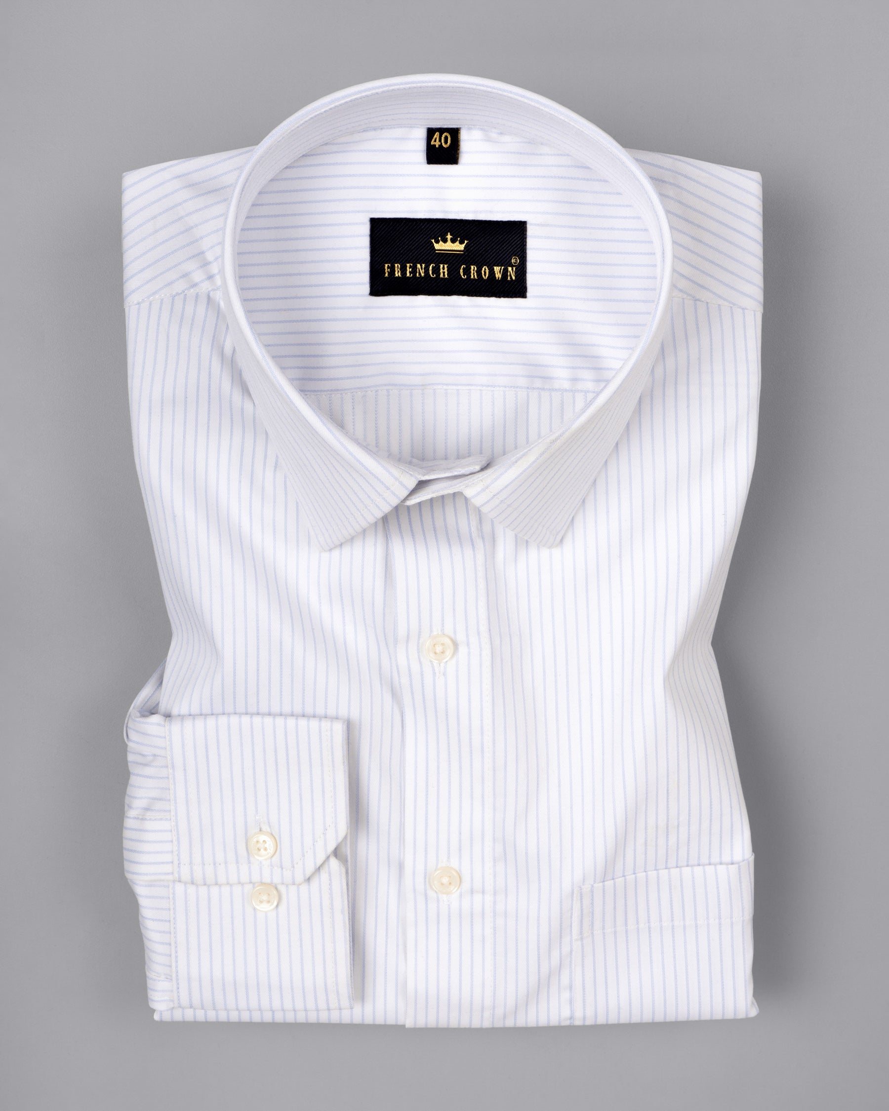 Bright White Dobby Striped Premium Giza Cotton Shirt