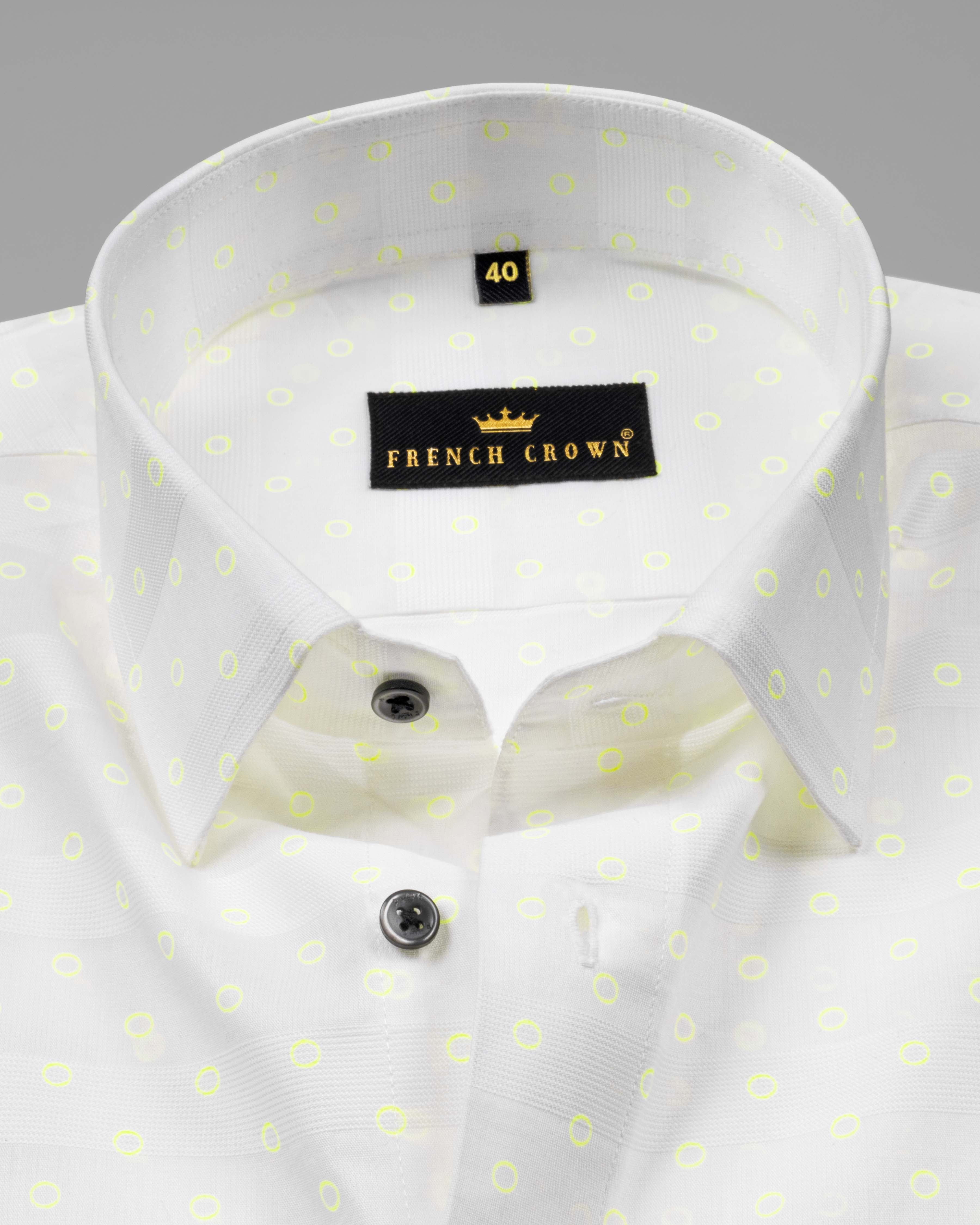 Bright White With Canary Circle Dobby Textured Premium Giza Cotton Shirt 4647-BLK-38, 4647-BLK-H-38, 4647-BLK-39, 4647-BLK-H-39, 4647-BLK-40, 4647-BLK-H-40, 4647-BLK-42, 4647-BLK-H-42, 4647-BLK-44, 4647-BLK-H-44, 4647-BLK-46, 4647-BLK-H-46, 4647-BLK-48, 4647-BLK-H-48, 4647-BLK-50, 4647-BLK-H-50, 4647-BLK-52, 4647-BLK-H-52