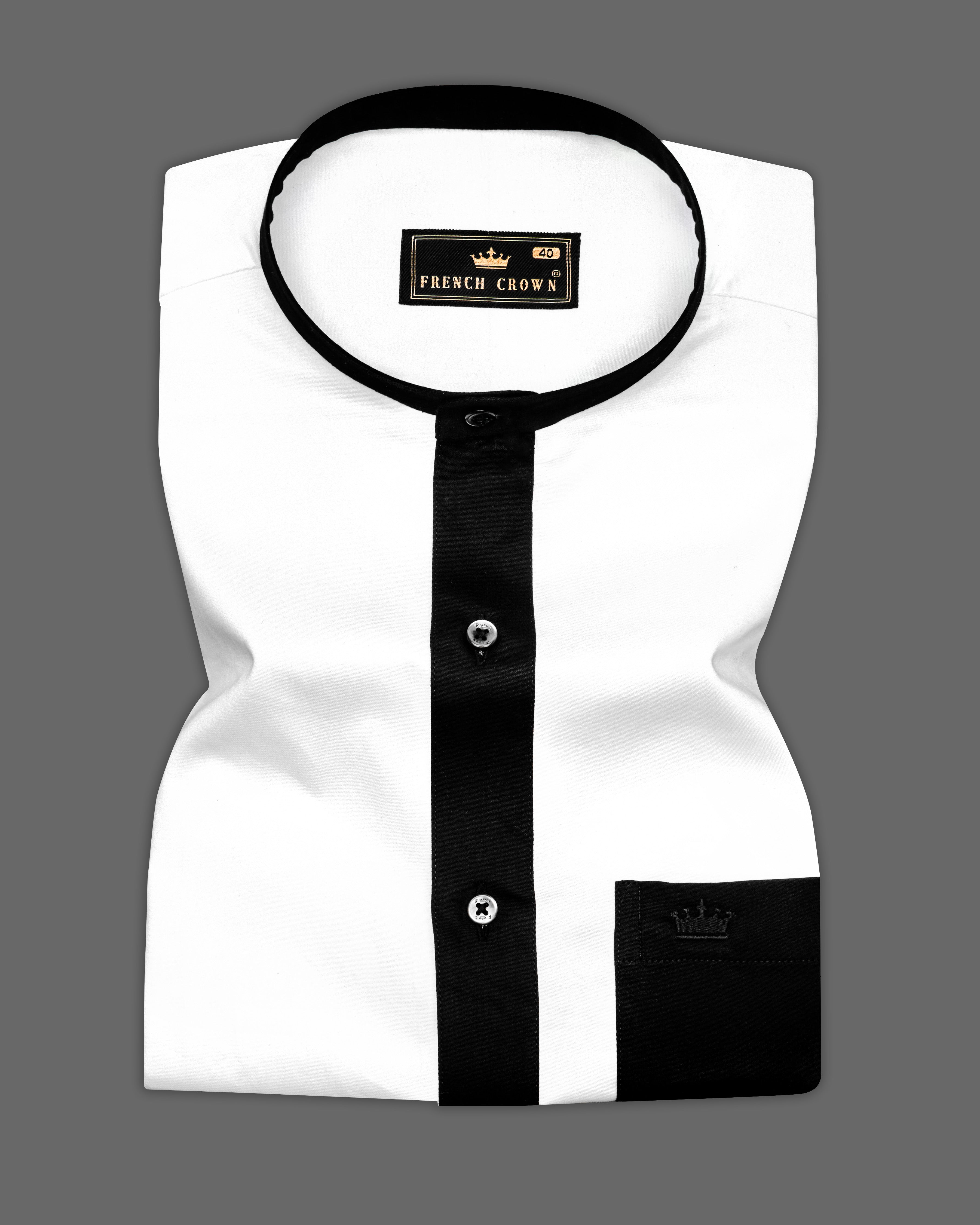 Bright White with Black Subtle Sheen Patch work Mandarin Collar Premium Satin Shirt 4694-M-BLK-P46-38, 4694-M-BLK-P46-H-38, 4694-M-BLK-P46-39, 4694-M-BLK-P46-H-39, 4694-M-BLK-P46-40, 4694-M-BLK-P46-H-40, 4694-M-BLK-P46-42, 4694-M-BLK-P46-H-42, 4694-M-BLK-P46-44, 4694-M-BLK-P46-H-44, 4694-M-BLK-P46-46, 4694-M-BLK-P46-H-46, 4694-M-BLK-P46-48, 4694-M-BLK-P46-H-48, 4694-M-BLK-P46-50, 4694-M-BLK-P46-H-50, 4694-M-BLK-P46-52, 4694-M-BLK-P46-H-52