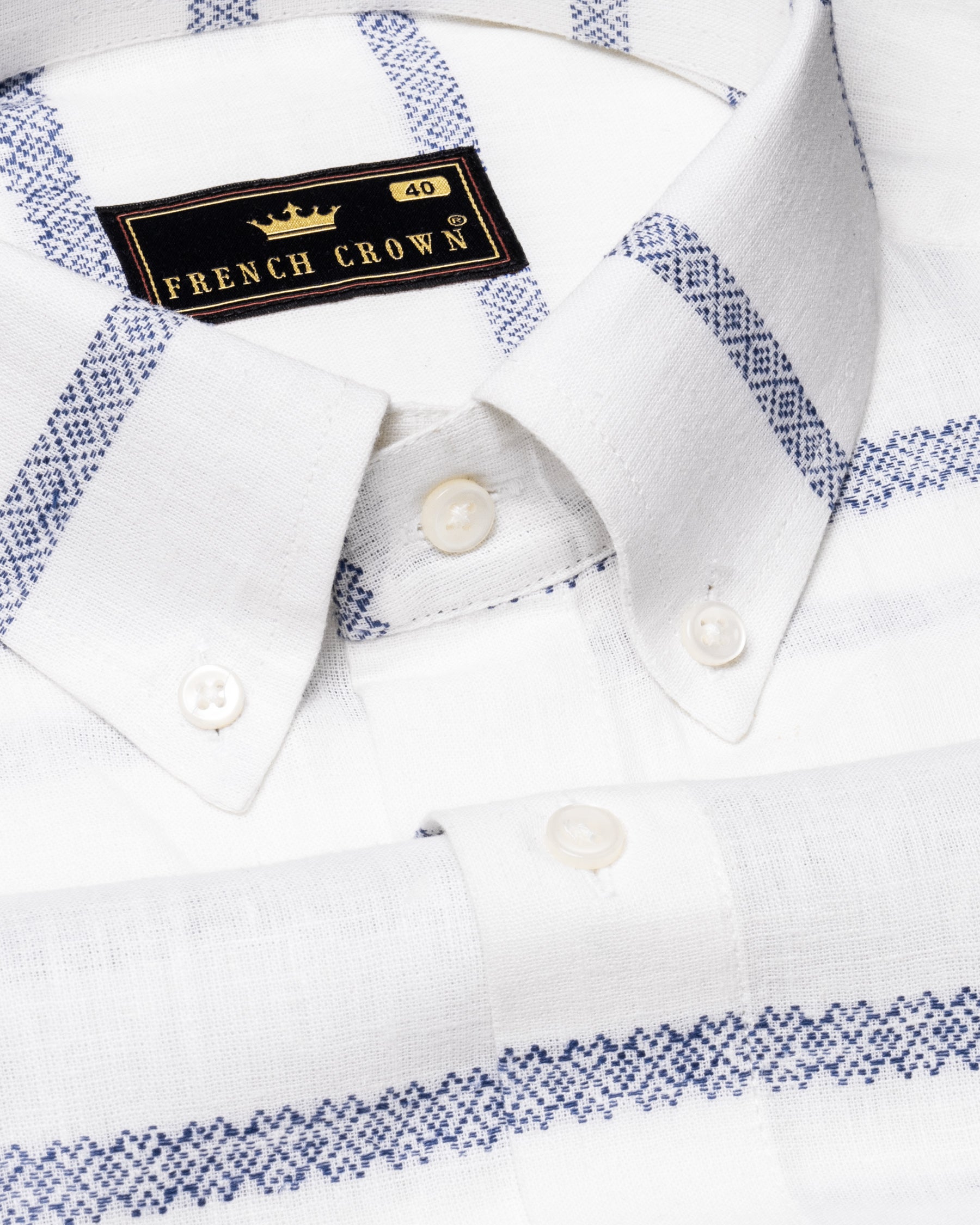 Bright White with Kasmir Blue Decorated Striped Luxurious Linen Shirt 4697-BD-38, 4697-BD-H-39, 4697-BD-40, 4697-BD-44, 4697-BD-H-44, 4697-BD-48, 4697-BD-50, 4697-BD-H-50, 4697-BD-H-52, 4697-BD-H-40, 4697-BD-H-38, 4697-BD-H-42, 4697-BD-H-48, 4697-BD-42, 4697-BD-39, 4697-BD-46, 4697-BD-52, 4697-BD-H-46