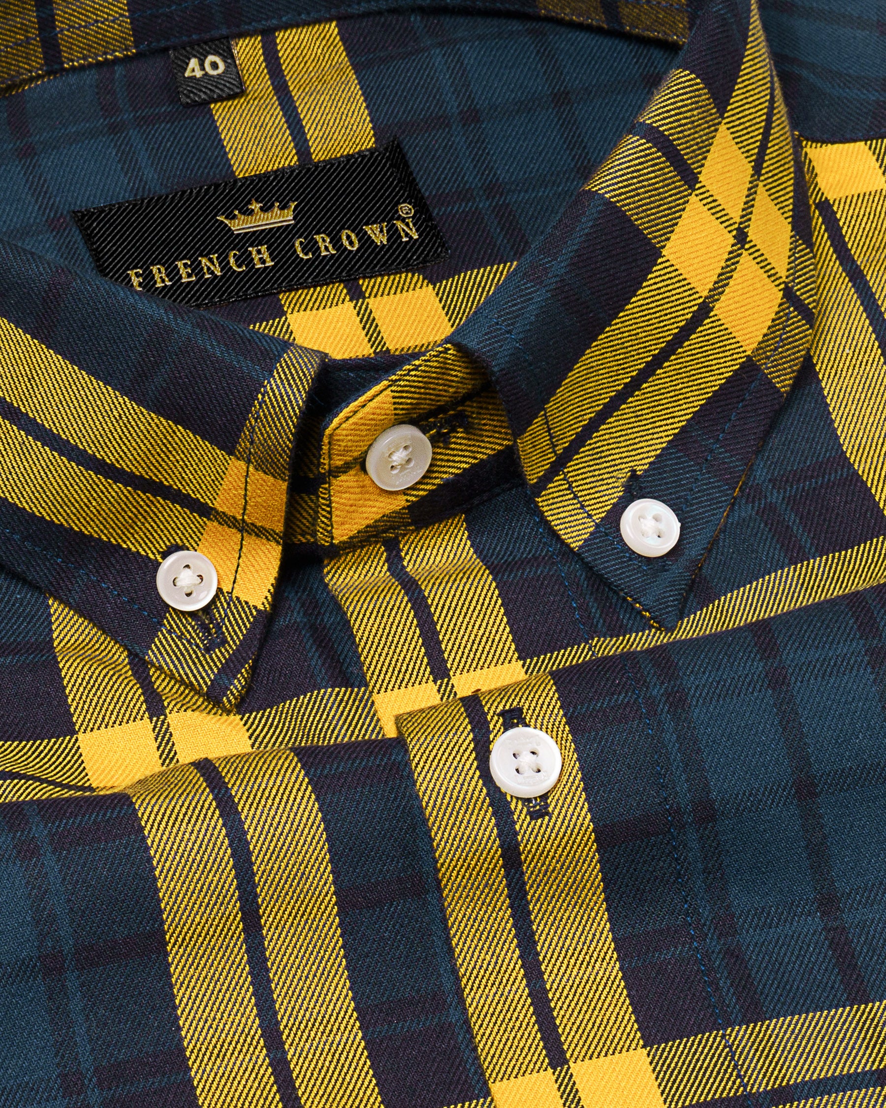 Big Stone Blue and Supernova Yellow Twill  Plaid Premium Cotton Shirt 4789-BD-38, 4789-BD-H-38, 4789-BD-39, 4789-BD-H-39, 4789-BD-40, 4789-BD-H-40, 4789-BD-42, 4789-BD-H-42, 4789-BD-44, 4789-BD-H-44, 4789-BD-46, 4789-BD-H-46, 4789-BD-48, 4789-BD-H-48, 4789-BD-50, 4789-BD-H-50, 4789-BD-52, 4789-BD-H-52