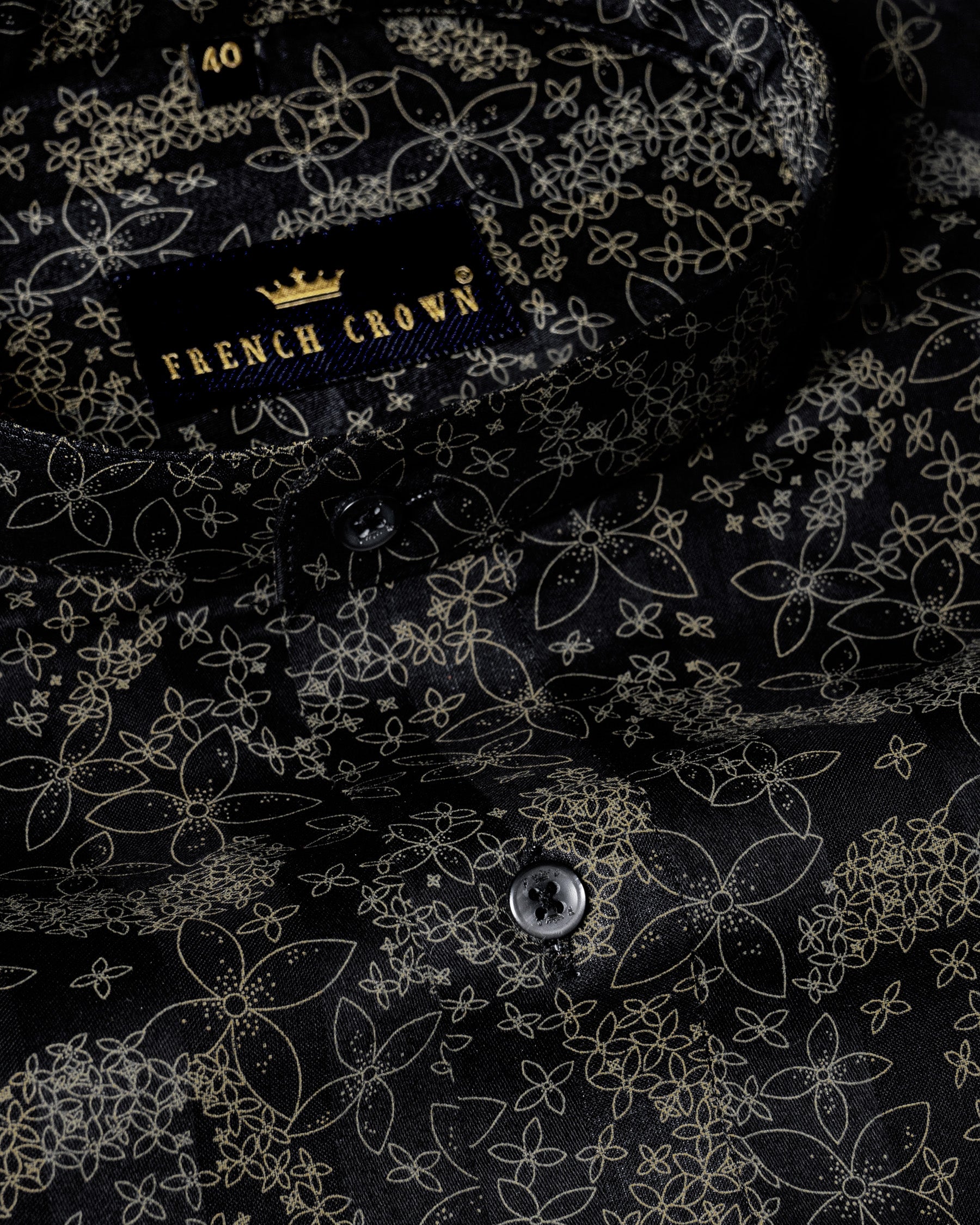 Jade Black with golden Flowers Print Dobby Textured Premium Giza Cotton Shirt 4790-M-BLK-H-50, 4790-M-BLK-52, 4790-M-BLK-38, 4790-M-BLK-H-38, 4790-M-BLK-39, 4790-M-BLK-H-39, 4790-M-BLK-40, 4790-M-BLK-H-40, 4790-M-BLK-42, 4790-M-BLK-H-42, 4790-M-BLK-44, 4790-M-BLK-H-44, 4790-M-BLK-46, 4790-M-BLK-H-46, 4790-M-BLK-48, 4790-M-BLK-H-48, 4790-M-BLK-50, 4790-M-BLK-H-52