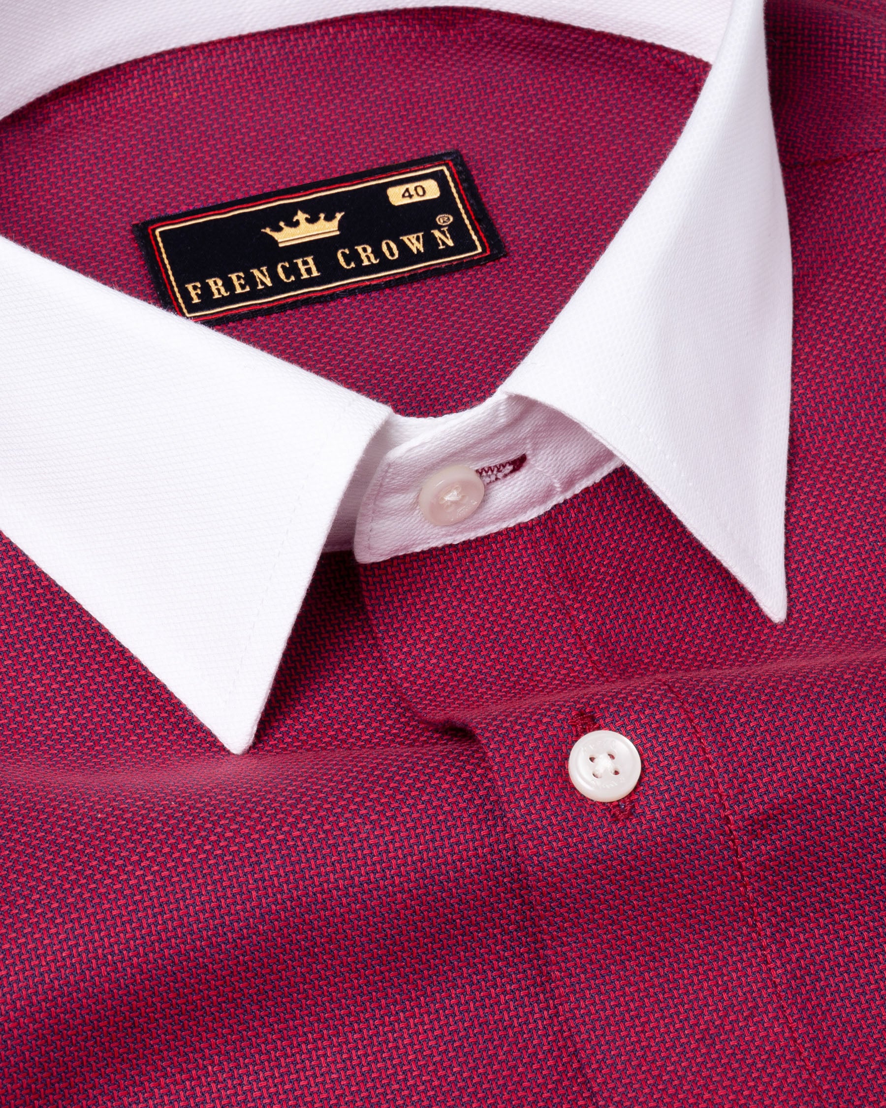 Rose Bud Cherry Red White Collar Dobby Textured Premium Giza Cotton Shirt 4810-WCC-50, 4810-WCC-H-50, 4810-WCC-52, 4810-WCC-H-52, 4810-WCC-38, 4810-WCC-H-38, 4810-WCC-39, 4810-WCC-H-39, 4810-WCC-40, 4810-WCC-H-40, 4810-WCC-42, 4810-WCC-H-42, 4810-WCC-44, 4810-WCC-H-44, 4810-WCC-46, 4810-WCC-H-46, 4810-WCC-48, 4810-WCC-H-48