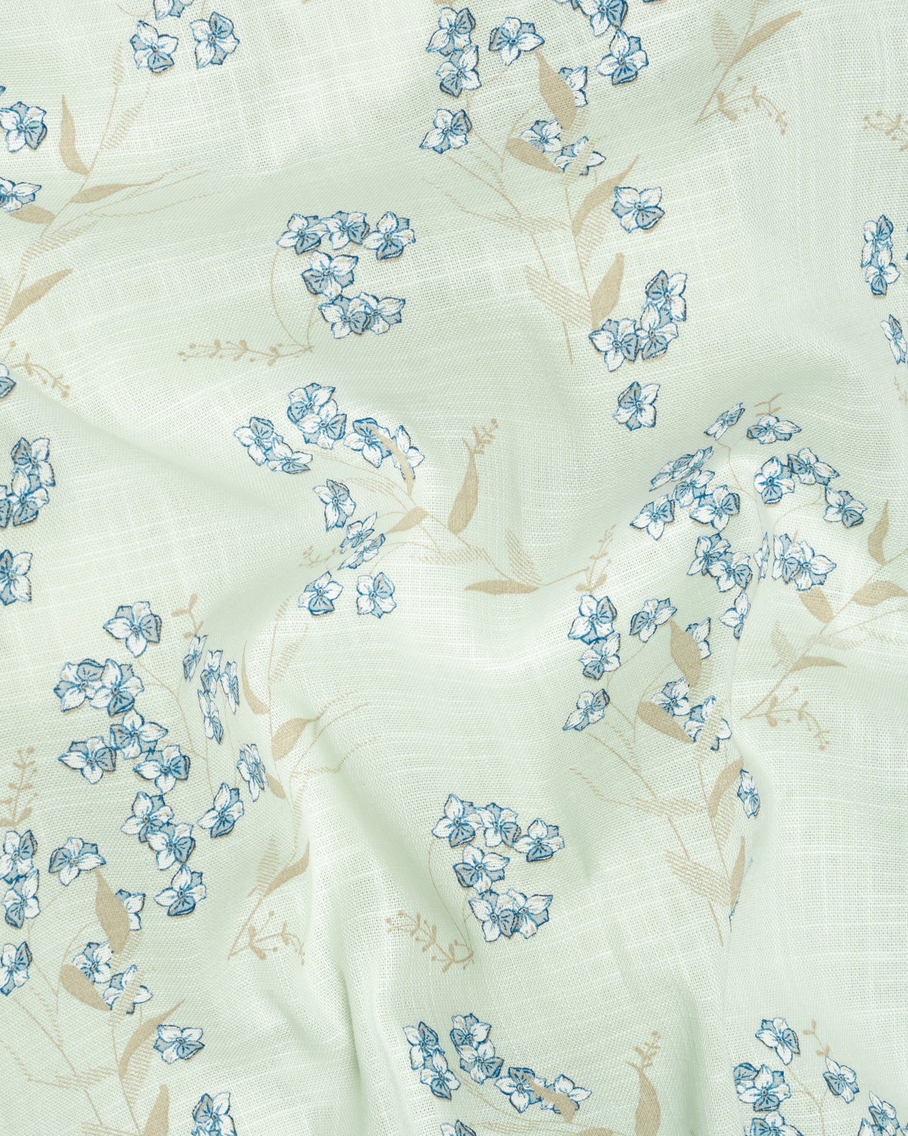 Willow Brook Flower Printed Luxurious Linen Shirt