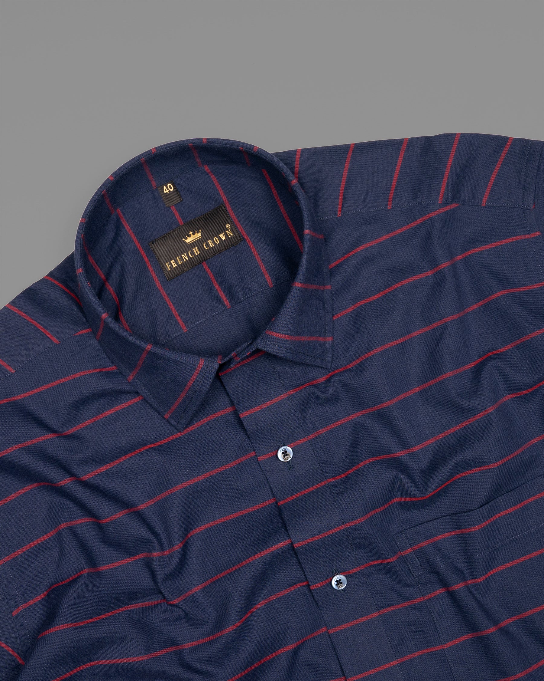 Martinique Blue with Valencia Red Striped Oxford Shirt