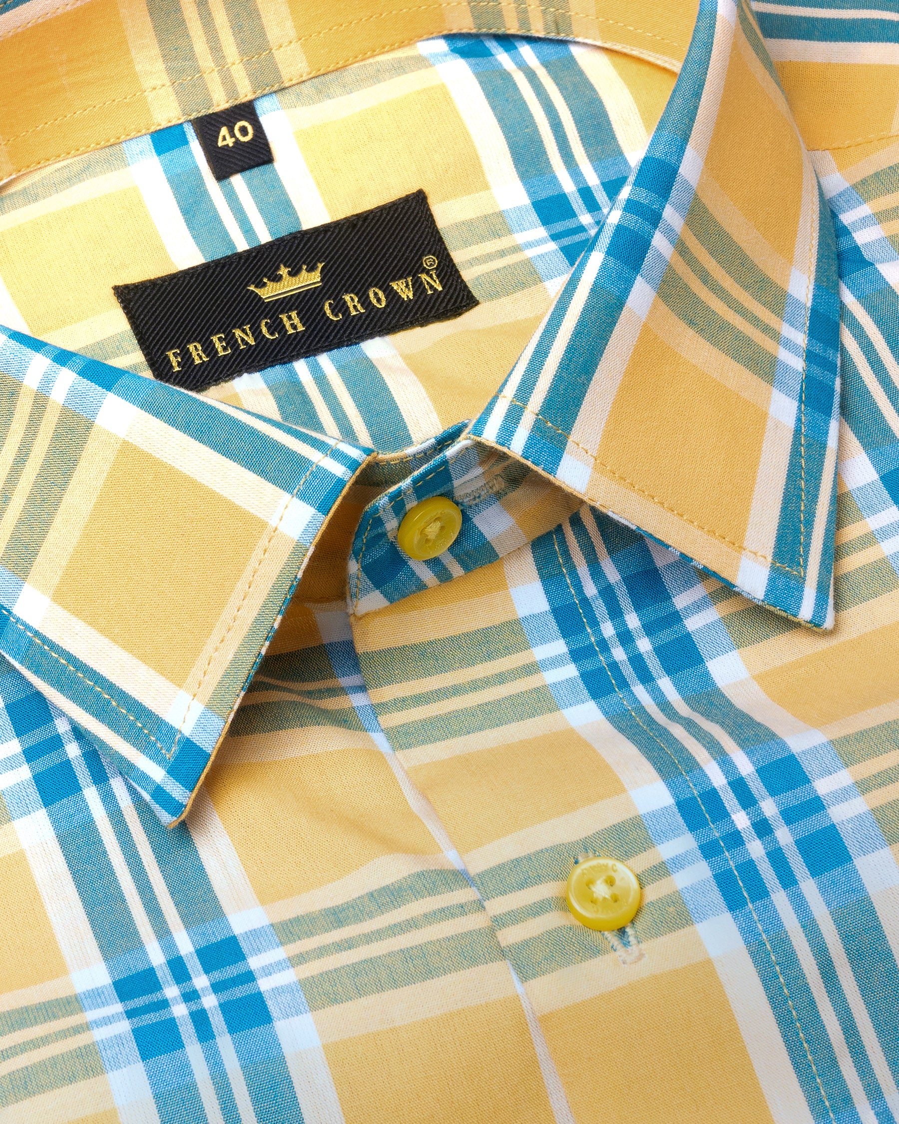Kournikova Yellow Multicolor Plaid Premium Cotton Shirt 4882-YL-38, 4882-YL-H-38, 4882-YL-39, 4882-YL-40, 4882-YL-H-40, 4882-YL-42, 4882-YL-H-42, 4882-YL-44, 4882-YL-H-46, 4882-YL-48, 4882-YL-H-48, 4882-YL-50, 4882-YL-52, 4882-YL-H-39, 4882-YL-H-44, 4882-YL-46, 4882-YL-H-50, 4882-YL-H-52