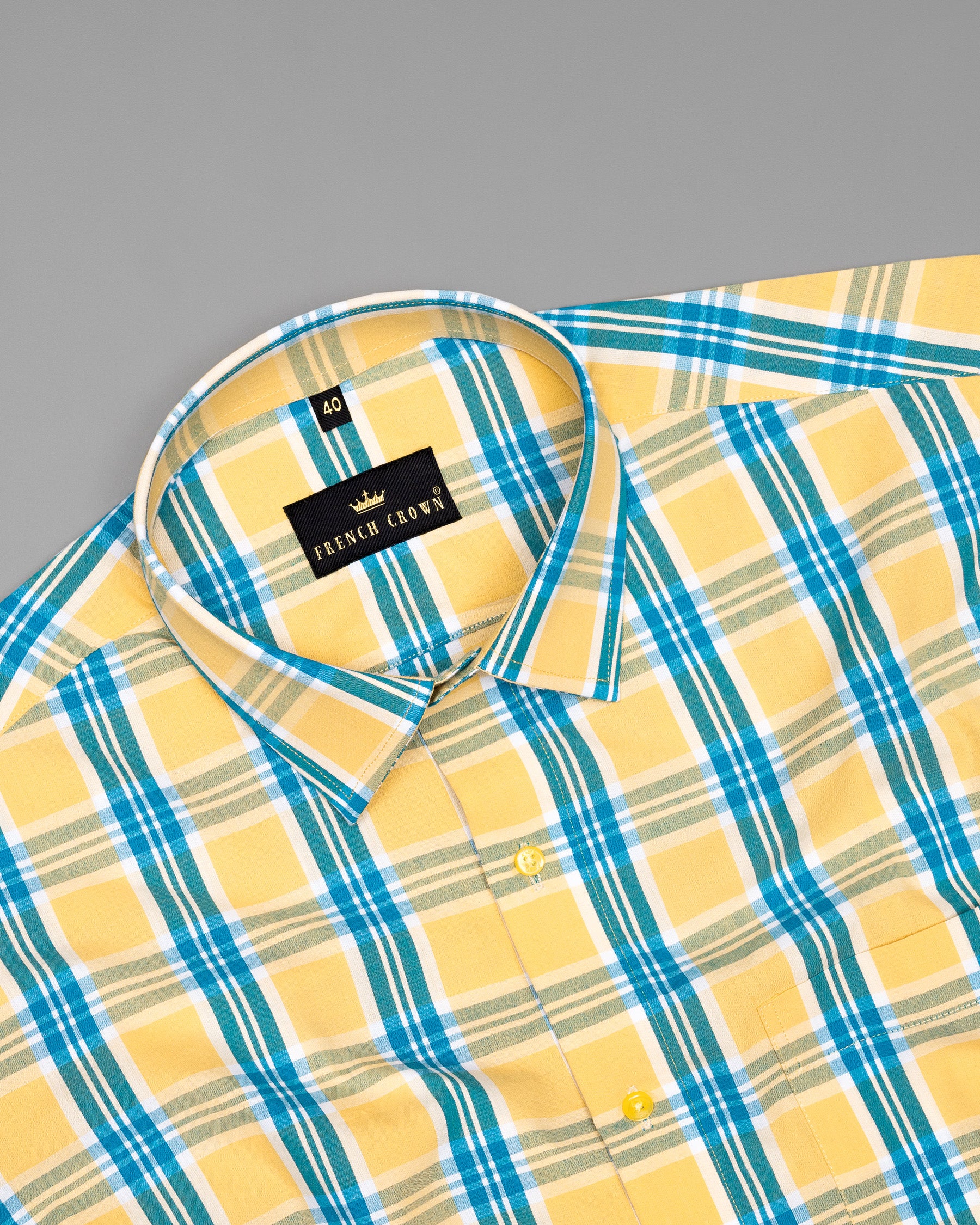 Kournikova Yellow Multicolor Plaid Premium Cotton Shirt 4882-YL-38, 4882-YL-H-38, 4882-YL-39, 4882-YL-40, 4882-YL-H-40, 4882-YL-42, 4882-YL-H-42, 4882-YL-44, 4882-YL-H-46, 4882-YL-48, 4882-YL-H-48, 4882-YL-50, 4882-YL-52, 4882-YL-H-39, 4882-YL-H-44, 4882-YL-46, 4882-YL-H-50, 4882-YL-H-52