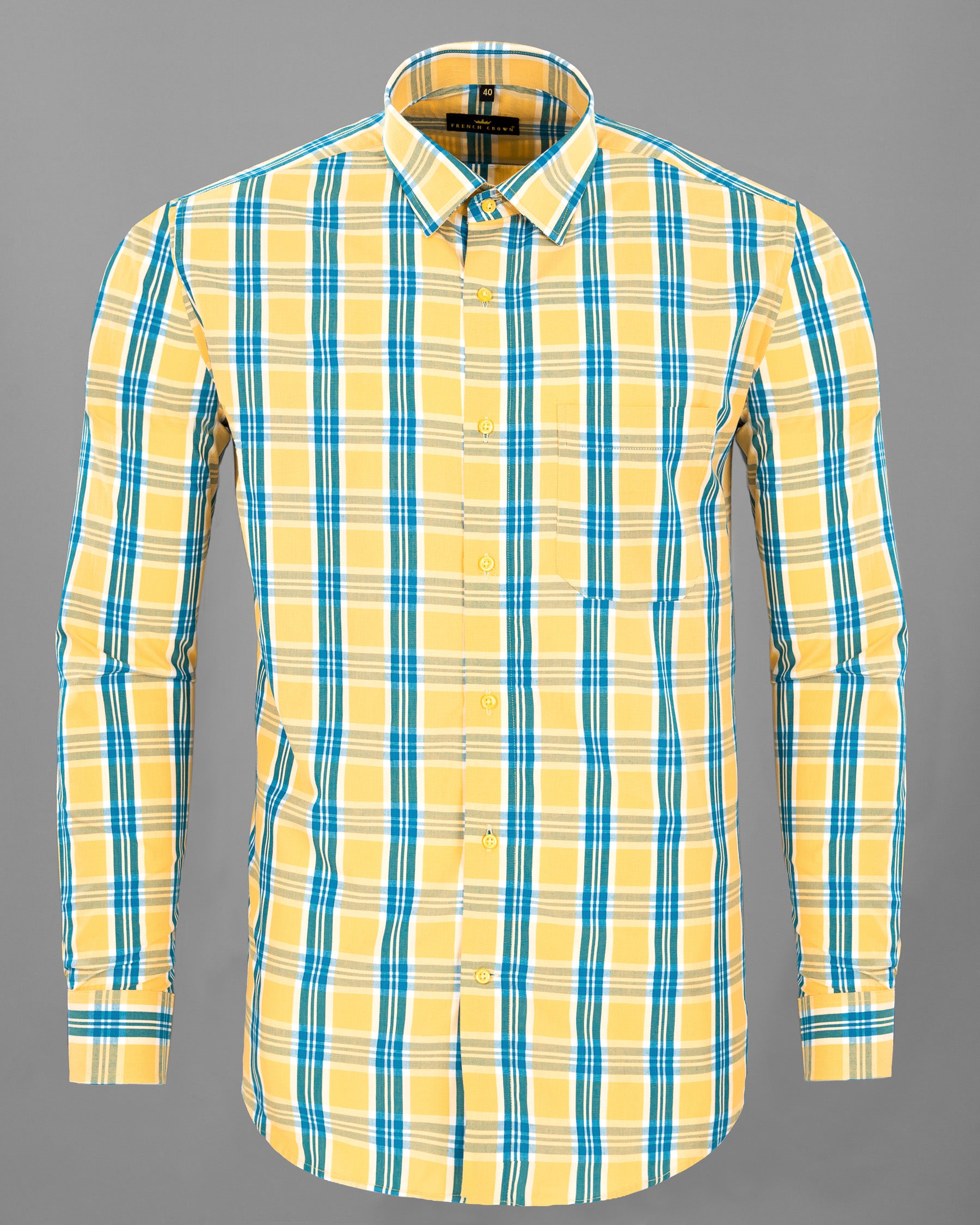 Kournikova Yellow Multicolor Plaid Premium Cotton Shirt 4882-YL-38, 4882-YL-H-38, 4882-YL-39, 4882-YL-40, 4882-YL-H-40, 4882-YL-42, 4882-YL-H-42, 4882-YL-44, 4882-YL-H-46, 4882-YL-48, 4882-YL-H-48, 4882-YL-50, 4882-YL-52, 4882-YL-H-39, 4882-YL-H-44, 4882-YL-46, 4882-YL-H-50, 4882-YL-H-52