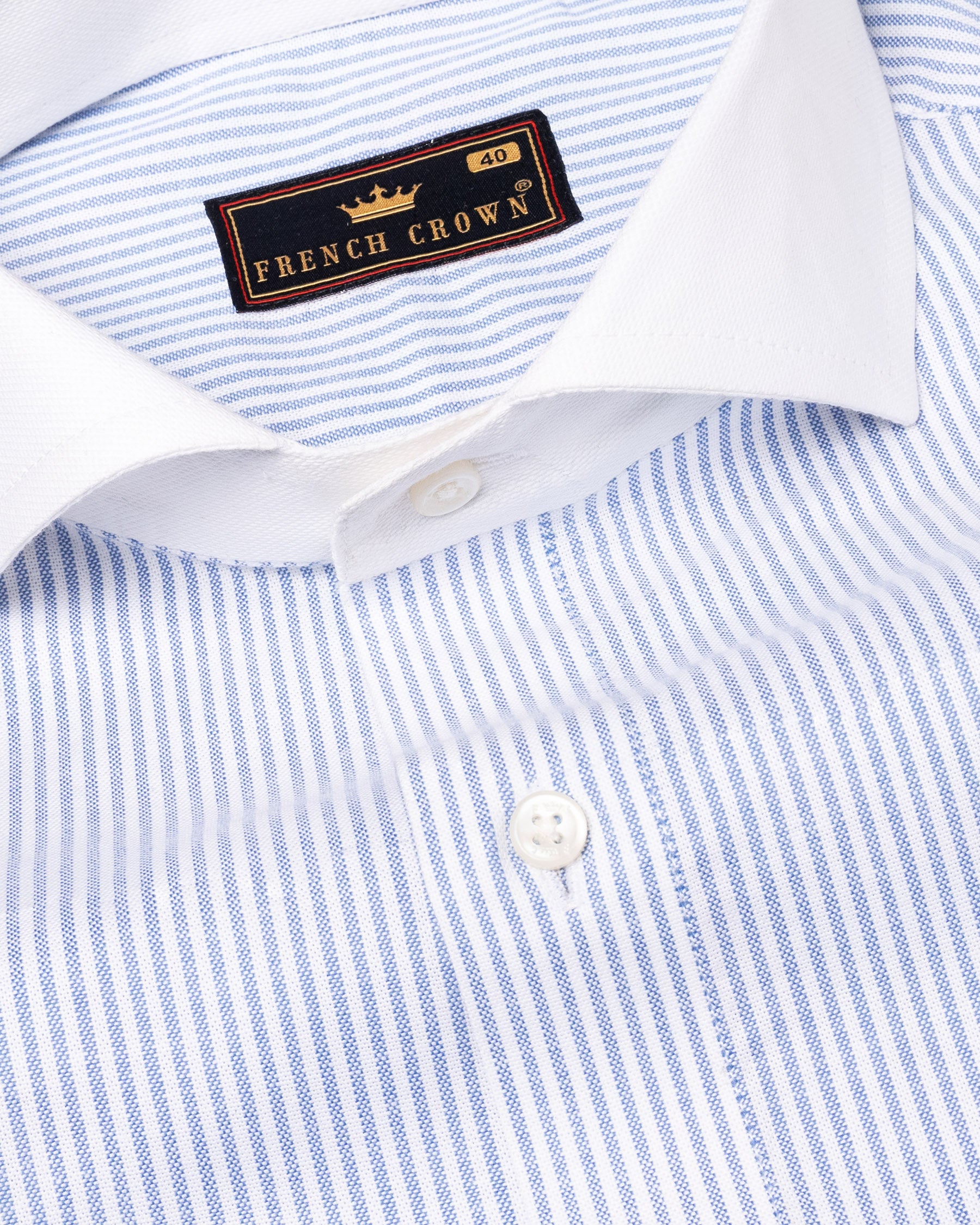 Bright White and Perano Blue Striped Royal Oxford Shirt