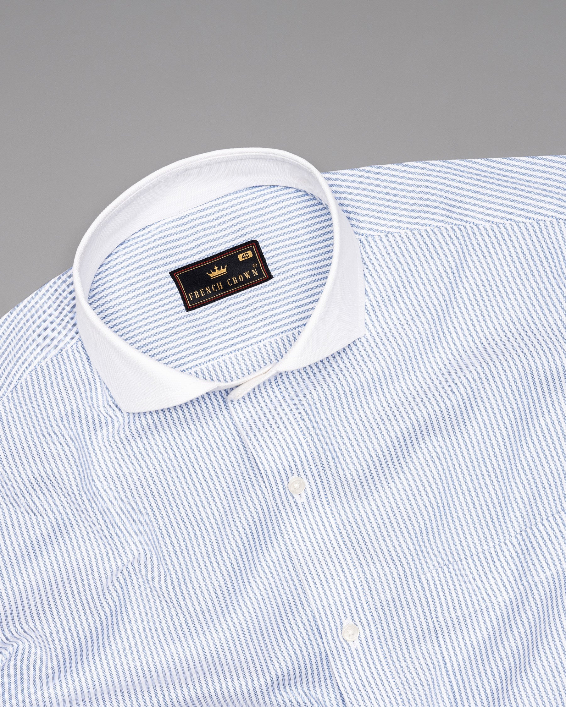 Bright White and Perano Blue Striped Royal Oxford Shirt