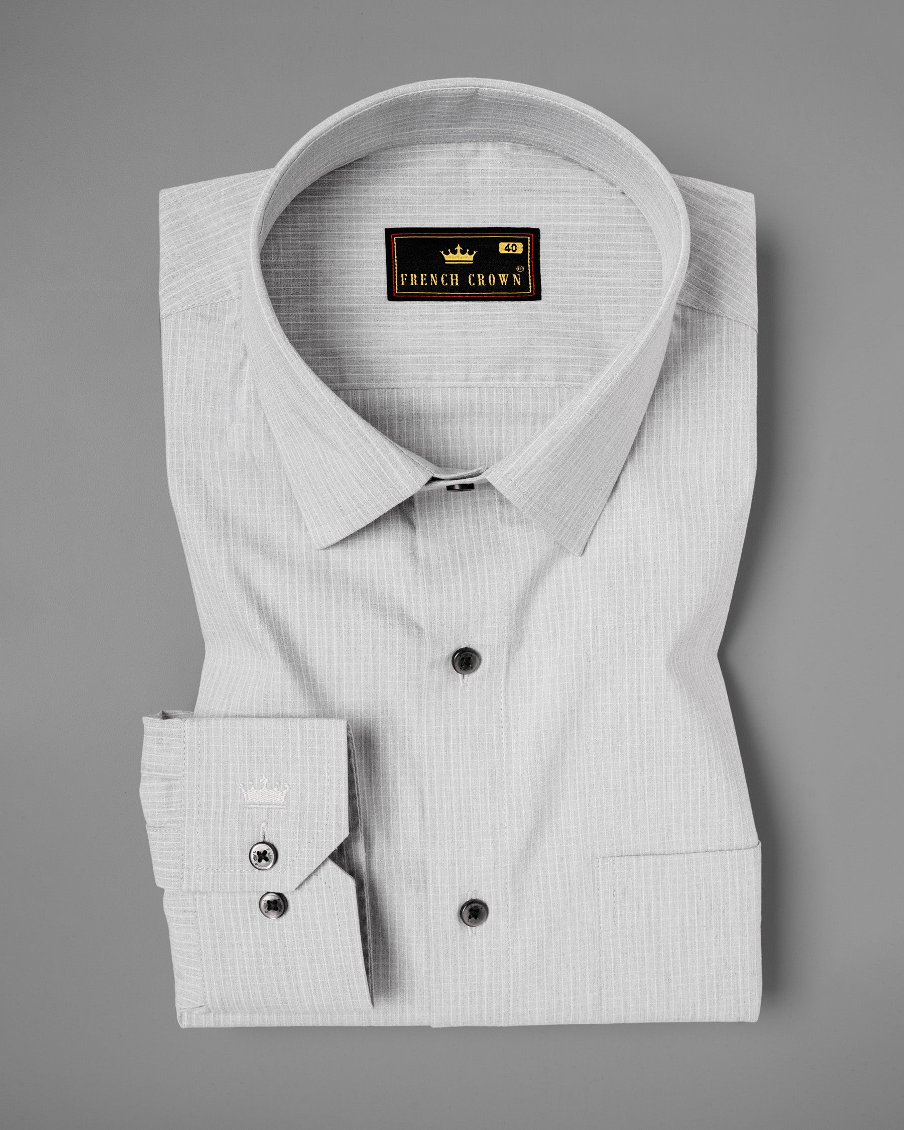 Silver with Subtle Checkered Premium Cotton Shirt